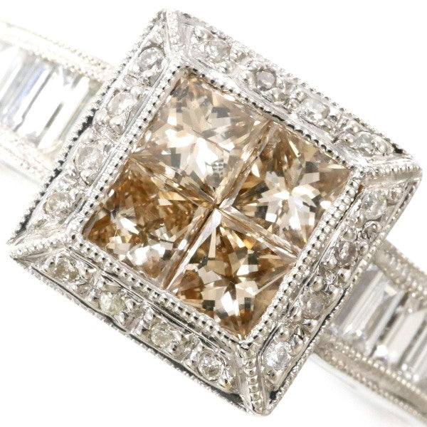 18K White Gold Brown Diamond Ring for Women - Elegant Vintage Style Engagement & Wedding Band - Perfect for Anniversaries, Proposals & Special Occasions