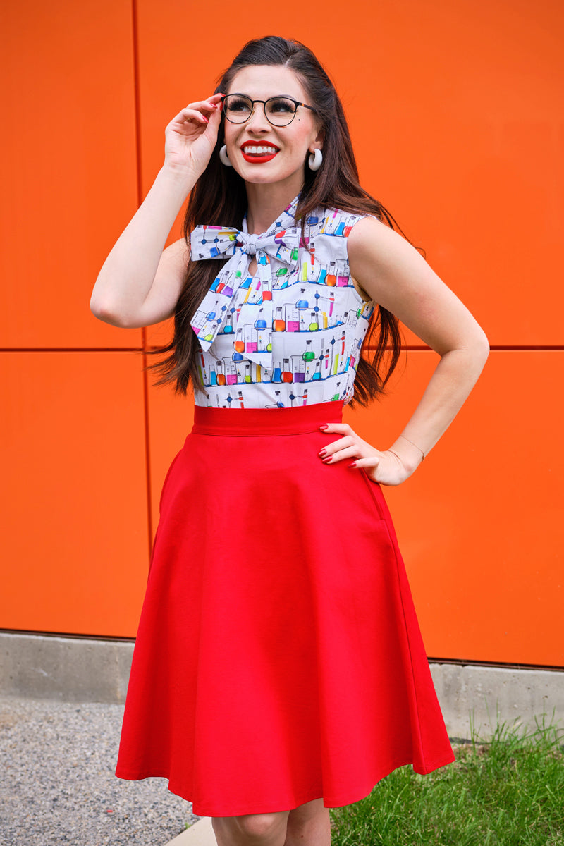 Charlotte Red Skirt for Women - Elegant A-Line Midi Skirt for Office, Party & Casual Wear | Perfect for Work, Date Night & Everyday Outfits