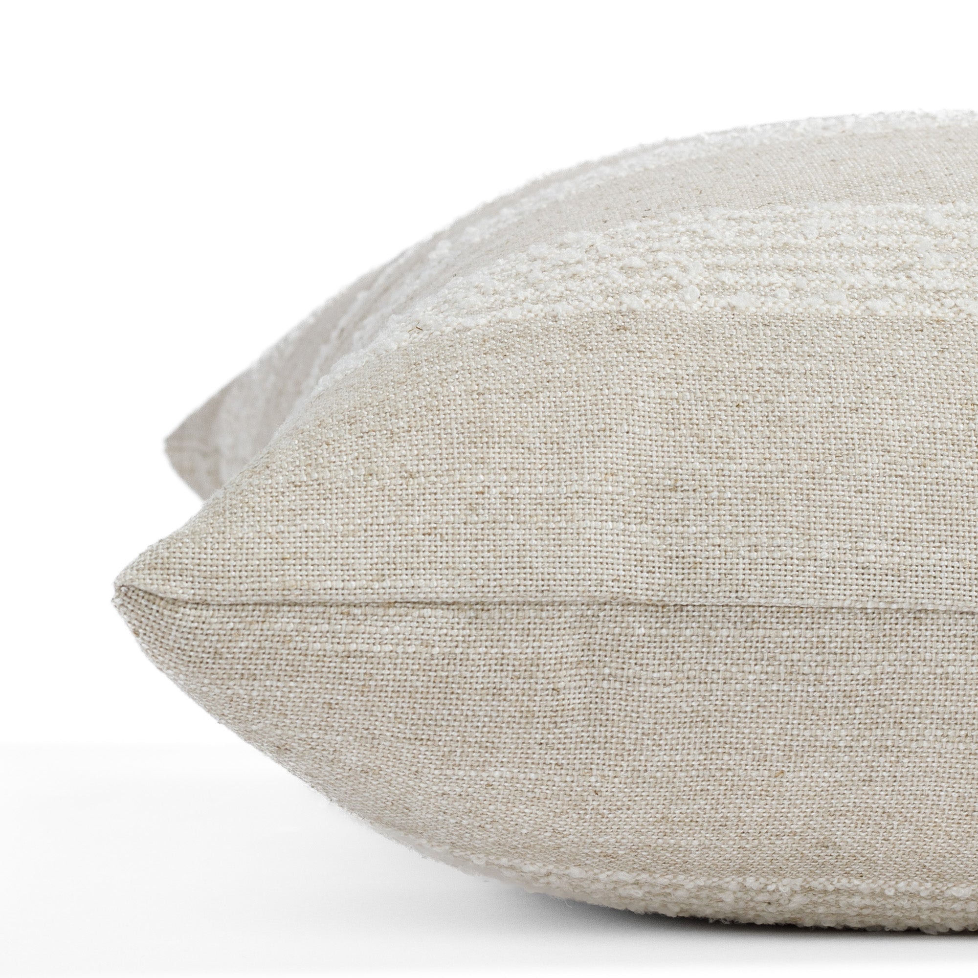 Finn Stripe 22x22 Decorative Throw Pillow Cover - Natural Linen Square Cushion for Sofa, Bed & Home Decor