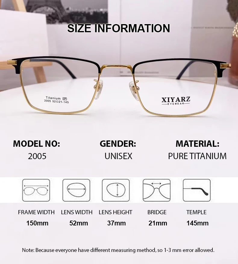 Premium Titanium Full Rim Square Eyeglasses for Men - Lightweight & Durable Frame (Model 42005) | Perfect for Office, Reading & Everyday Fashion