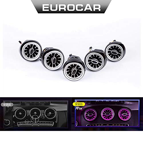Hgcar C Class GLC Air Vents Ambient Lights for Mercedes W205 X253 - LED Atmosphere Light Kit with 64 Colors, Easy Installation - Perfect for Night Driving & Car Interior Decoration