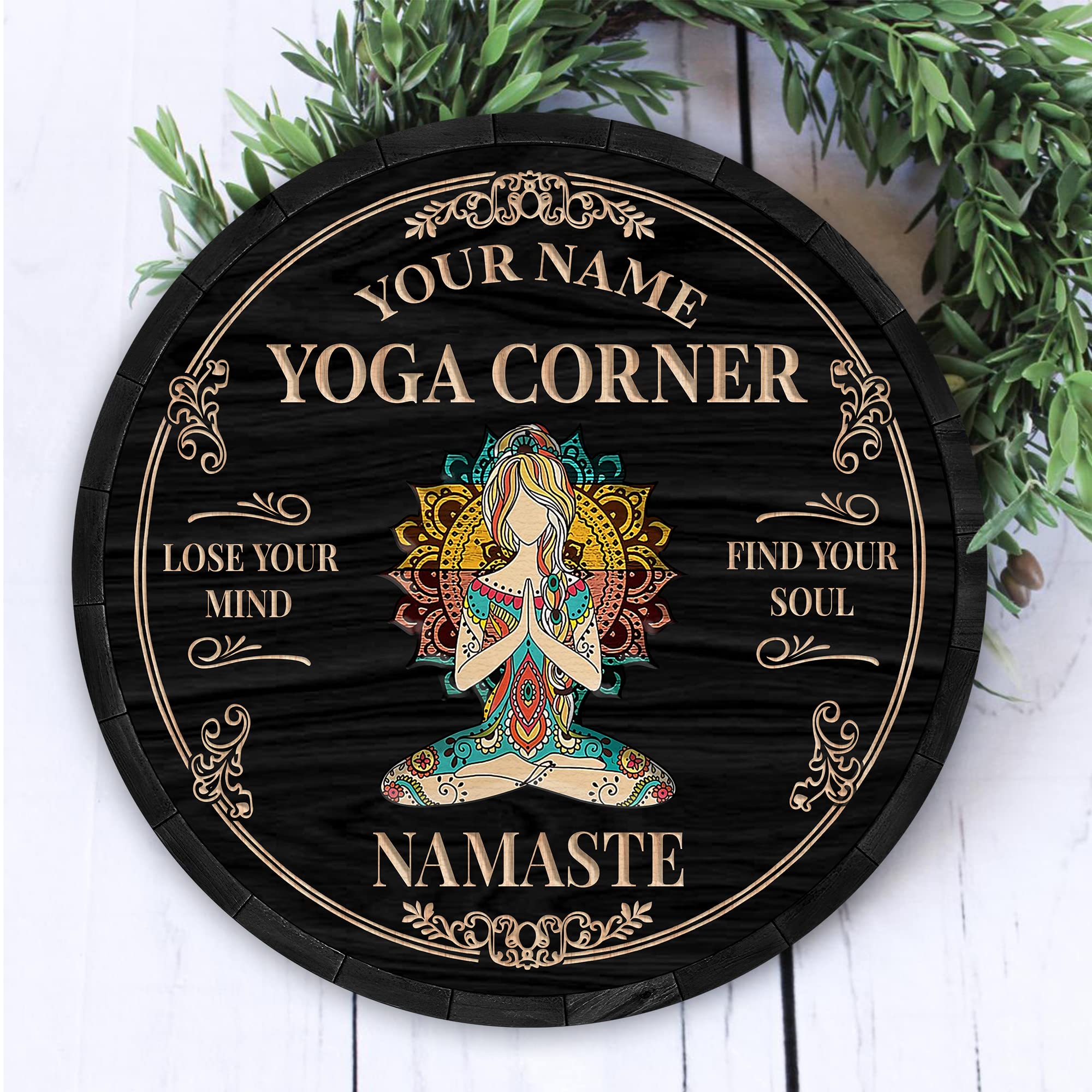 Custom Yoga Sign - Personalized Namaste Wall Art for Yoga Instructors & Lovers | Thoughtful Yoga Teacher Gift | Zen Studio Decor for Home, Office & Meditation Spaces