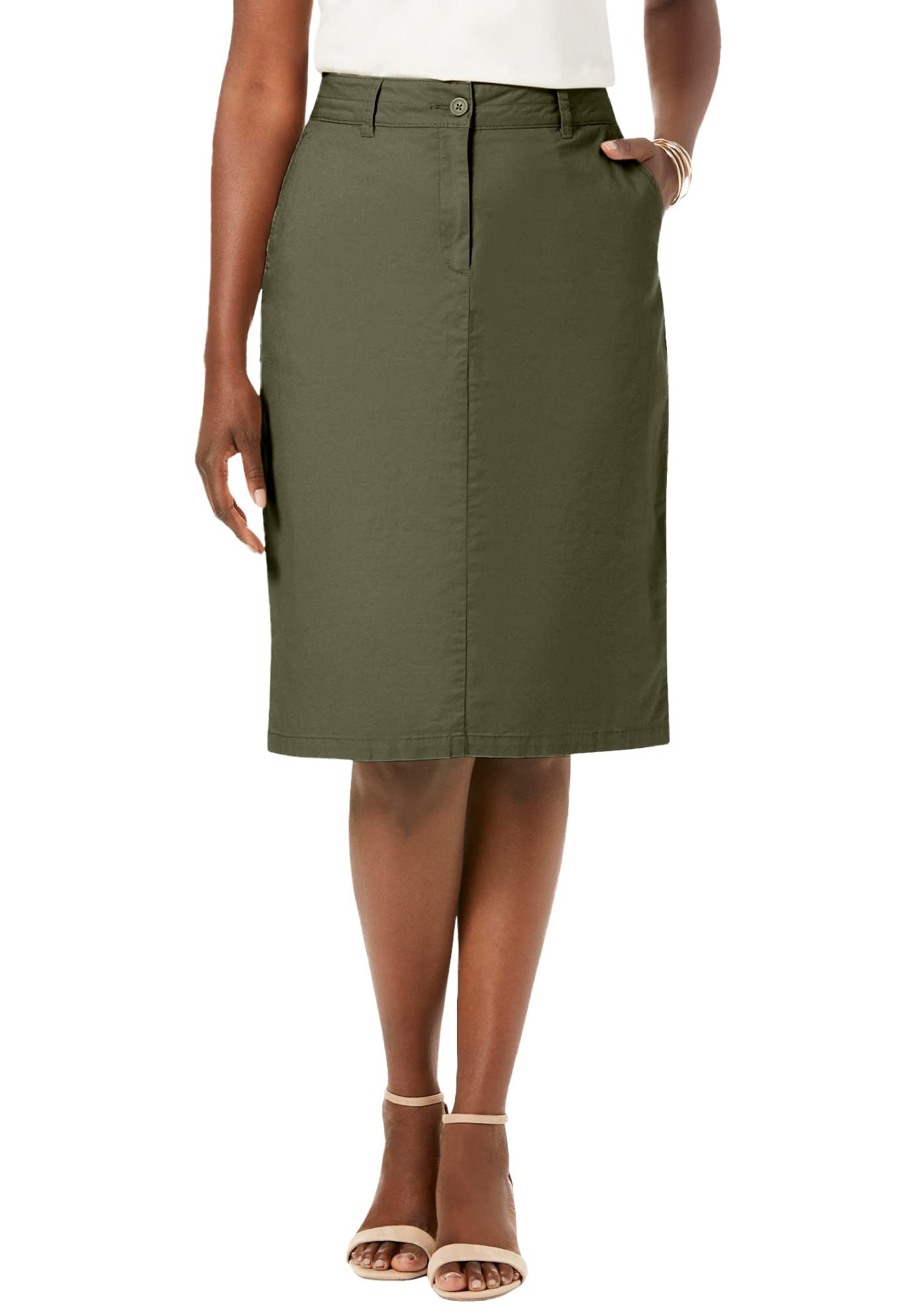 Jessica London Plus Size Cotton Chino Skirt for Women - Office & Casual Wear