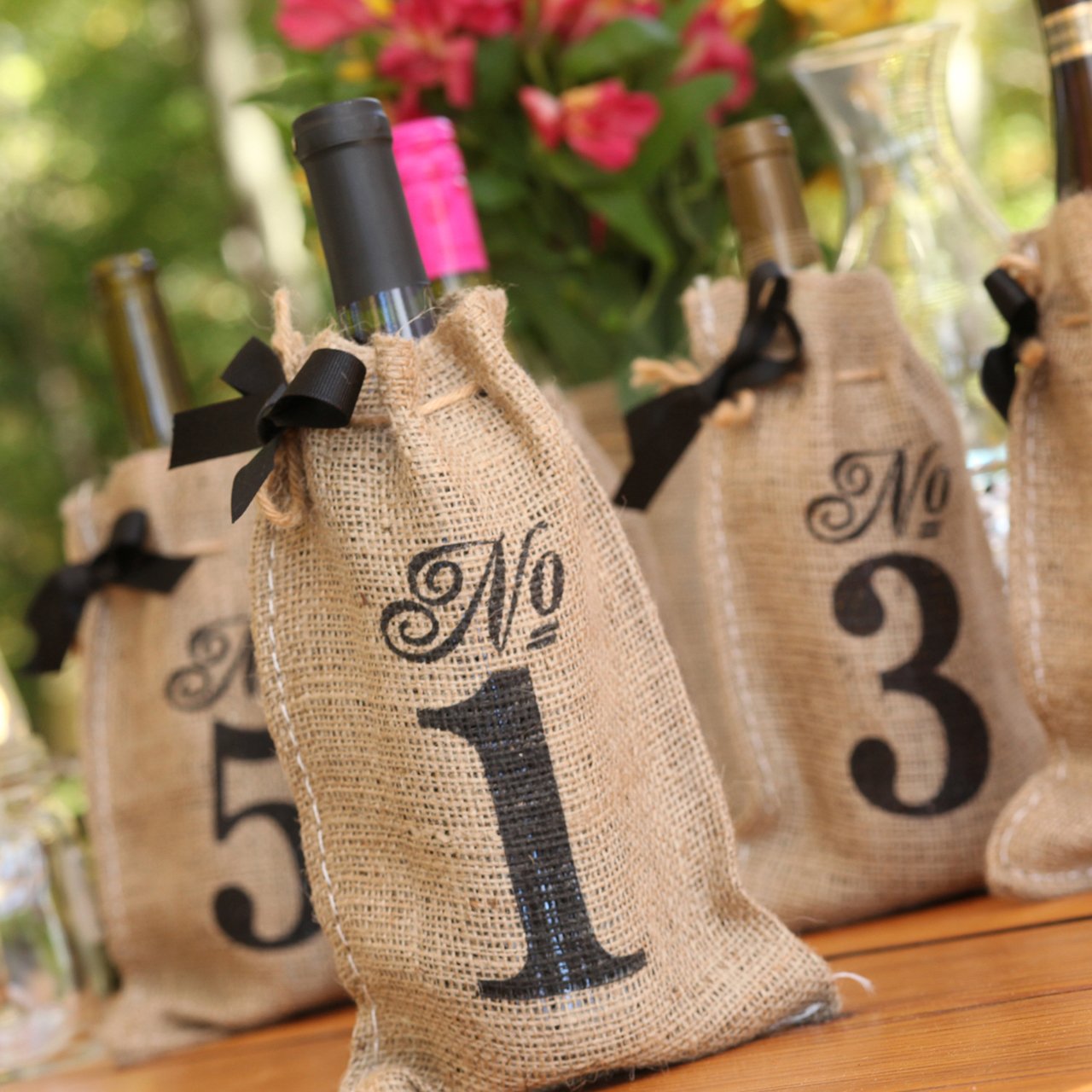 10-Pack Burlap Wine Bags for Wedding Table Numbers | Rustic Wedding Decor & Party Favor Accessories | Perfect for Rustic Weddings, Bridal Showers & Anniversary Celebrations