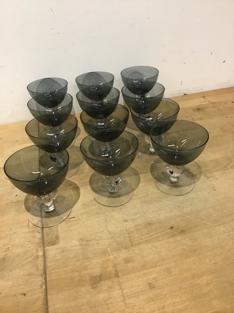 12-Piece Vintage Smoke Champagne Glass Set - Elegant Stemware for Weddings, Parties & Celebrations