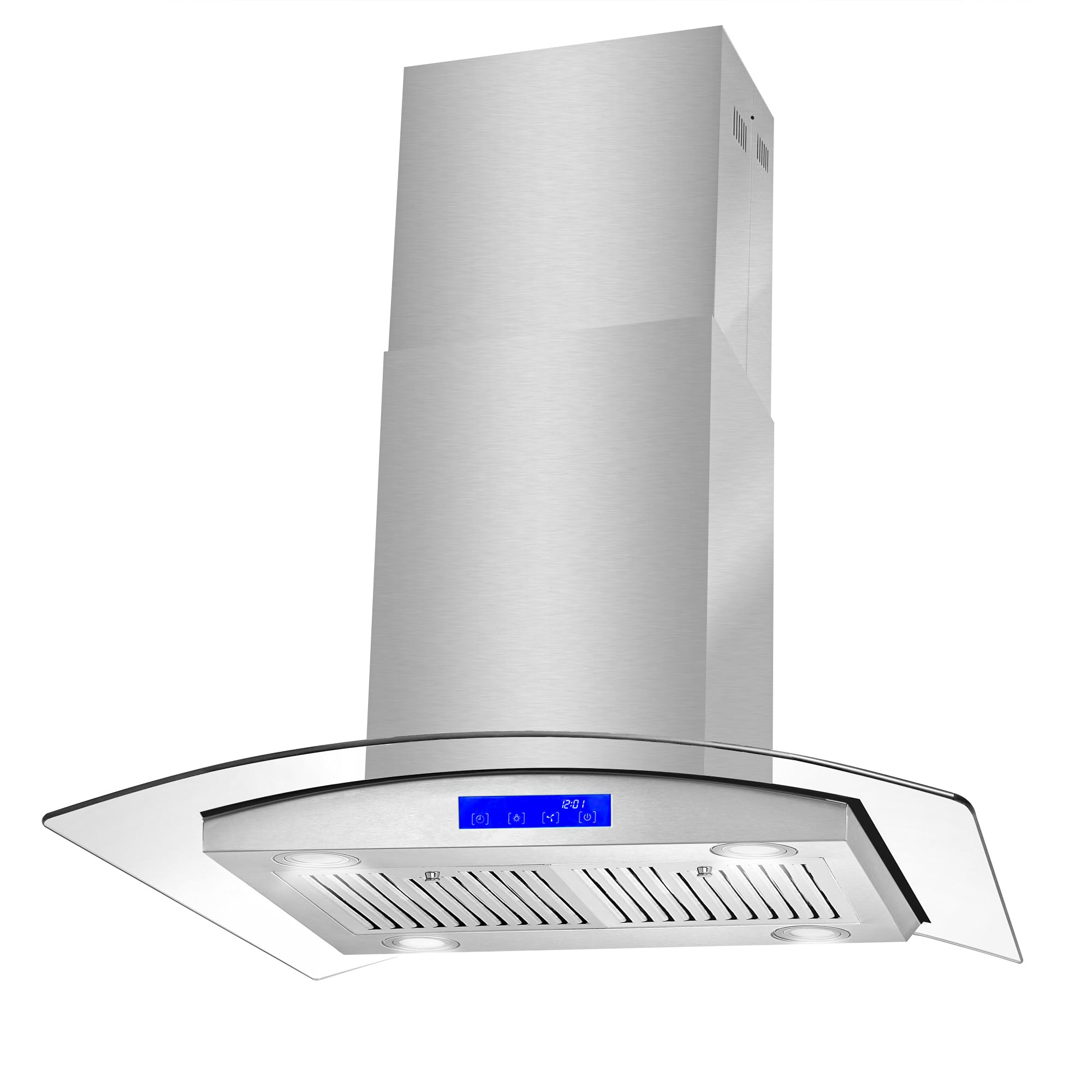 COSMO COS-668ICS750 30-inch Stainless Steel Ducted Island Range Hood - 380 CFM, Soft Touch Controls, LED Lighting - Perfect for Modern Kitchen Islands & Open Concept Homes