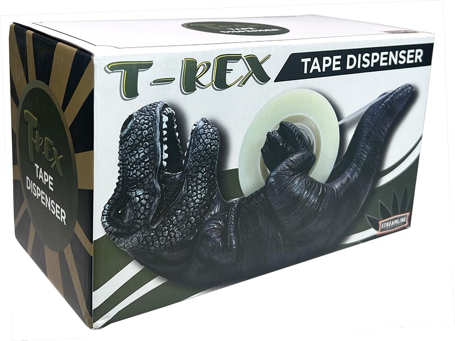 Streamline Imagined Black T-Rex Tape Dispenser - Dinosaur Office Supplies for Desk Organization | Fun Gift for Dinosaur Lovers & Office Workers