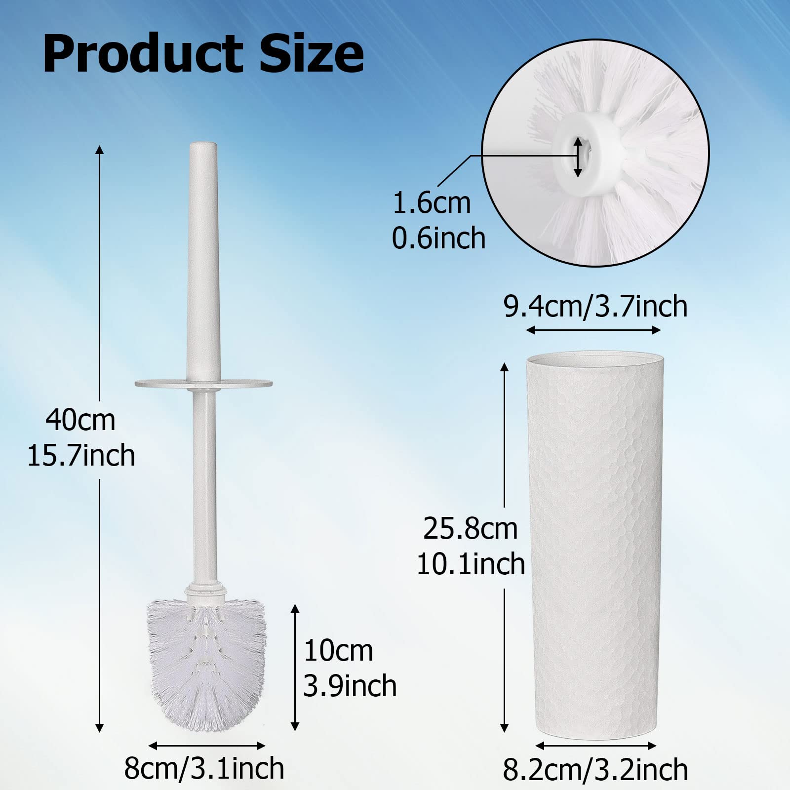 Topsky 2-Pack Toilet Brush Set with Holder & Replacements - Durable Bathroom Cleaning for Home