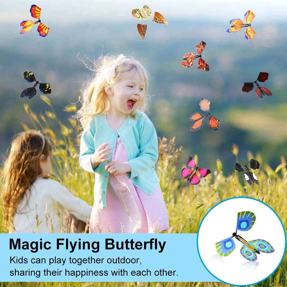 Outee 24pcs Wind-Up Flying Butterfly Toy - Christmas & Teacher Gift for Surprise Moments
