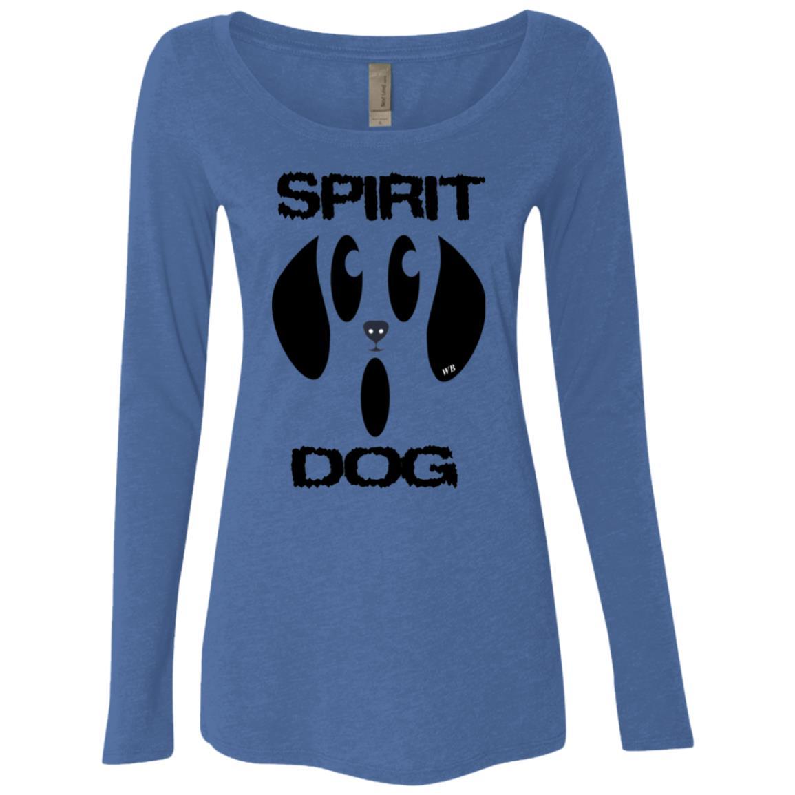 WineyBitches.Co Halloween Dog Spirit Women's Long Sleeve Scoop Neck Tri-Blend Shirt - Perfect for Halloween Parties, Costume Contests & Pet Lover Outfits