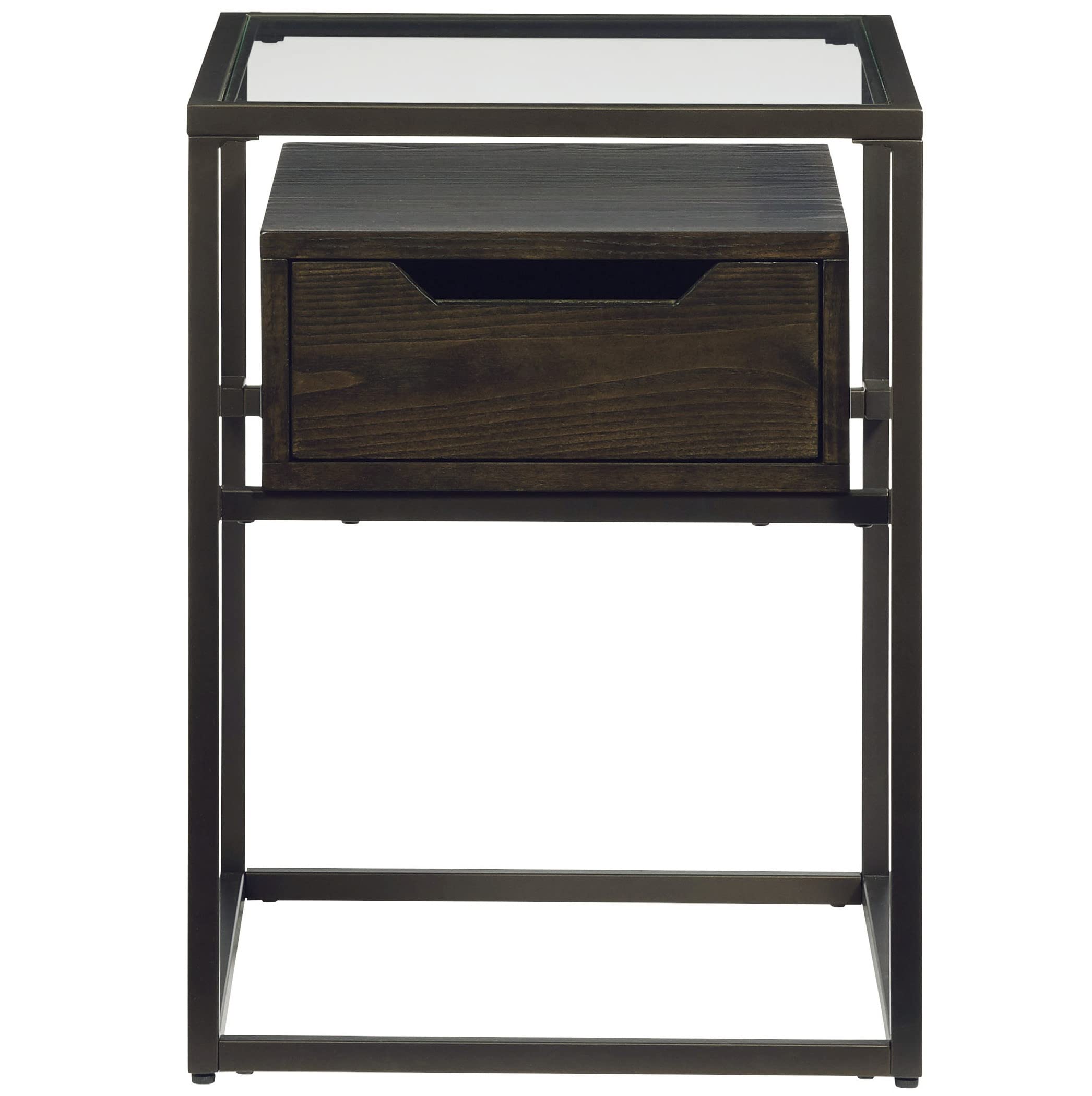 Progressive Furniture Presidio Chairside End Table - Modern Umber Finish - Stylish Living Room & Bedroom Accent Table for Small Spaces