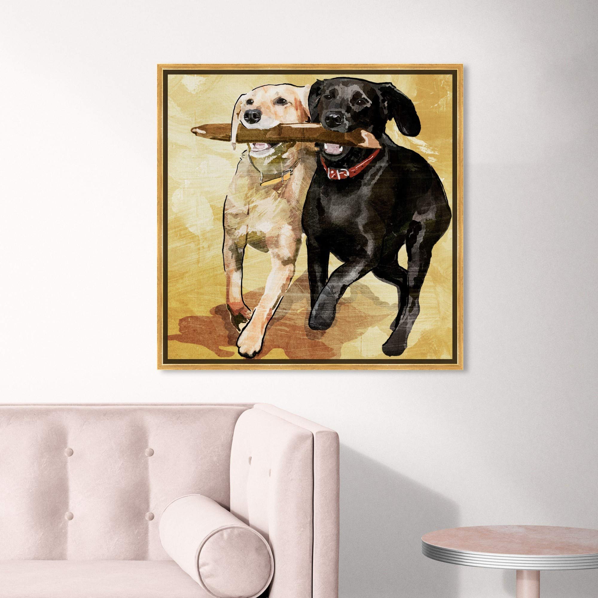 Playtime Dogs and Puppies Framed Wall Art Canvas Prints - Perfect for Living Room, Bedroom, and Nursery Decor