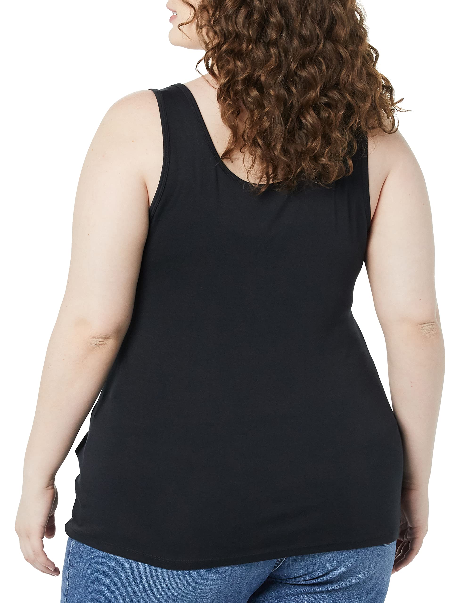 Amazon Essentials Women's Plus Size Tank Top Multipack - Soft Stretch Camisoles for Layering, Sleep & Casual Wear - 3 Pack Cotton Blend Tops in Black, White & Gray