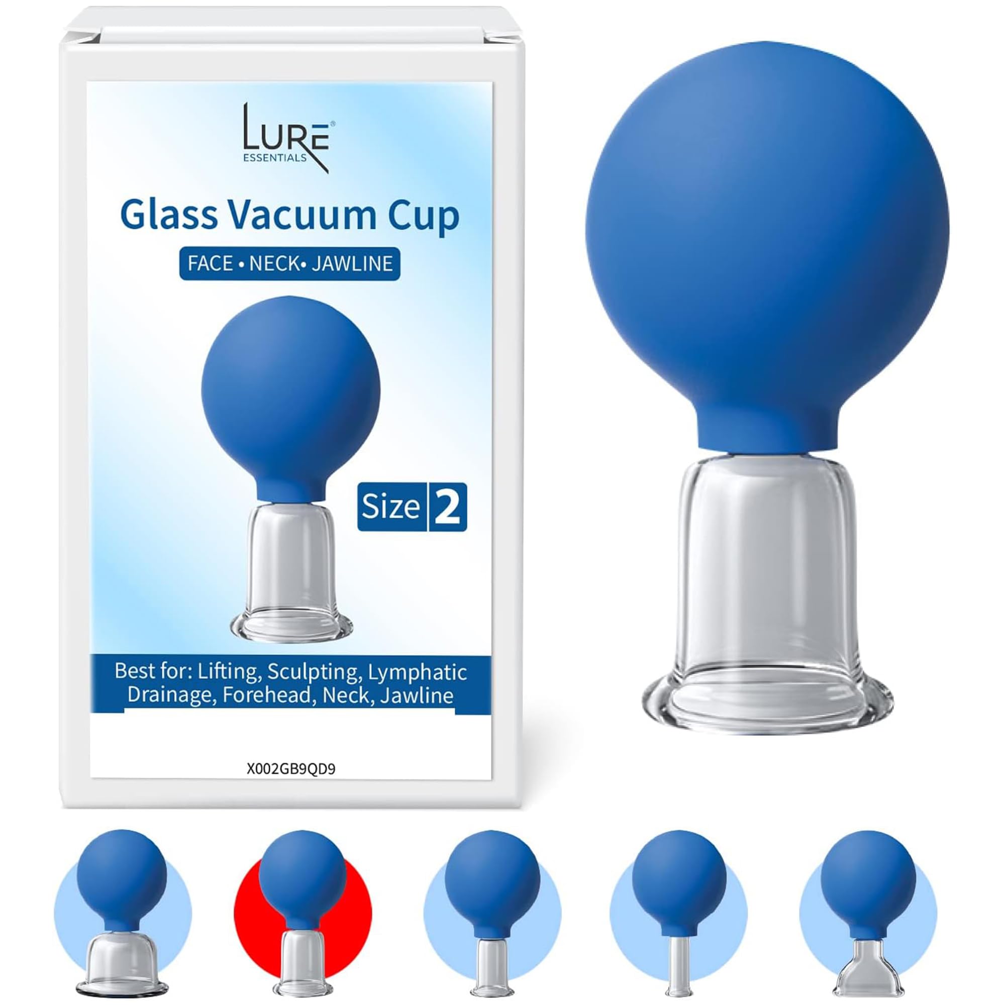 Professional Glass Facial Suction Cup - Medium Size 2 for Anti-Aging Facelift, Wrinkle Reduction & Lymphatic Drainage Massage | At-Home Spa Treatment & Professional Skincare Tool