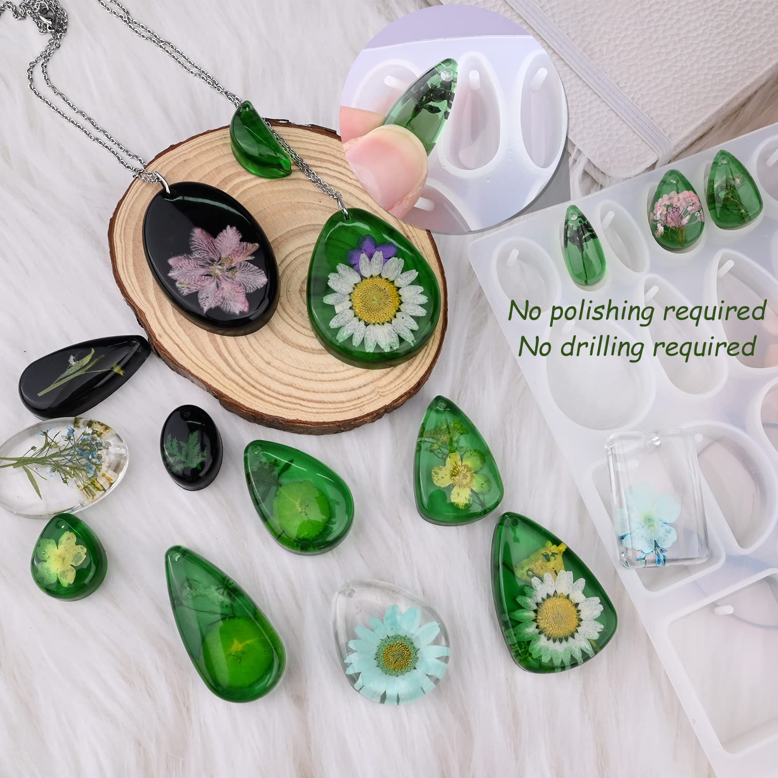 Premium Silicone Resin Jewelry Molds for DIY Pendants, Earrings & Necklaces - Epoxy Casting Molds for Gem Cabochons - Perfect for Handmade Jewelry Making & Craft Projects (Home Studio, Gift Making, Artisan Creations)
