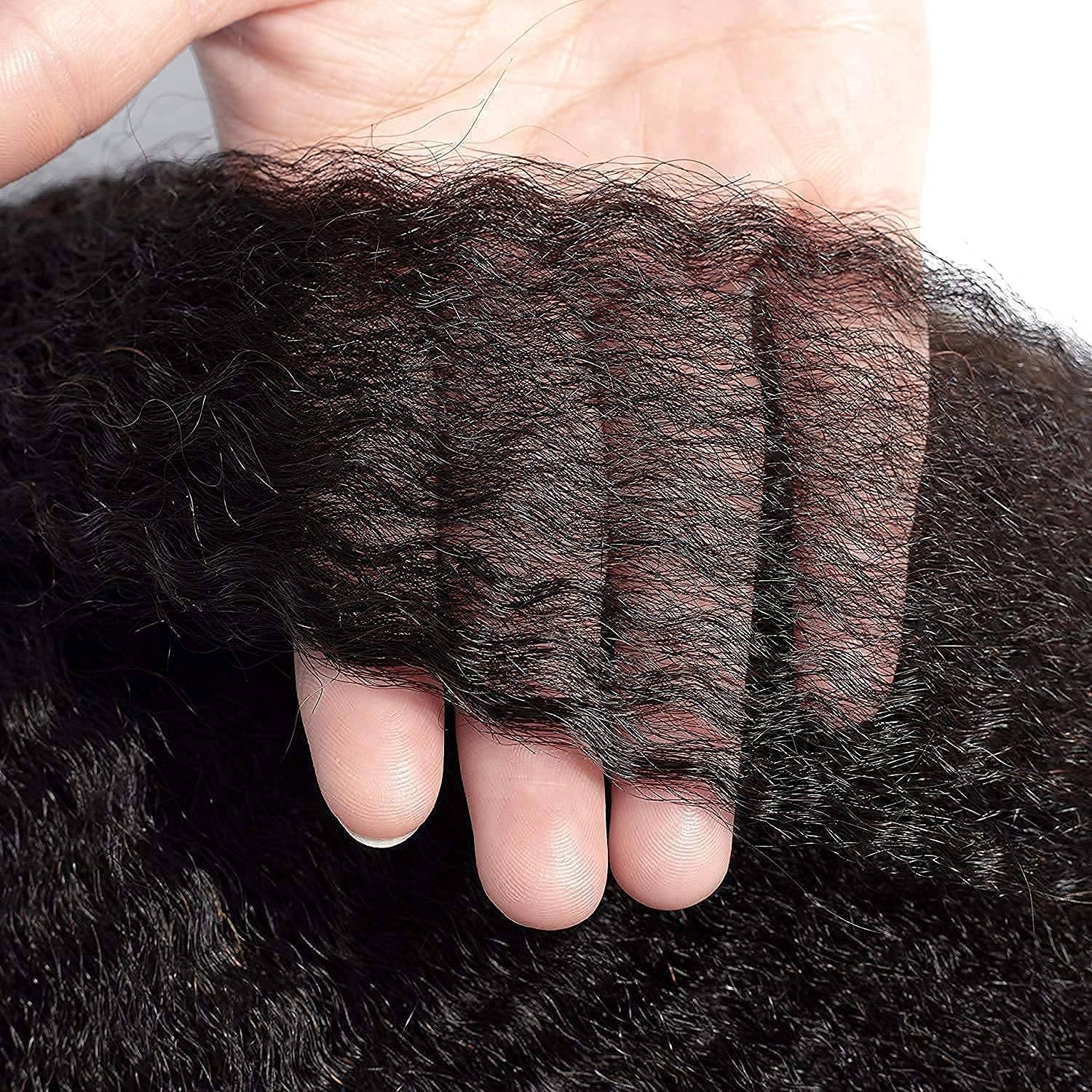 13x6 HD Transparent Lace Front Wig - 180% Density Kinky Straight Brazilian Virgin Human Hair - Pre Plucked with Baby Hair & Natural Hairline - Perfect for Daily Wear, Cosplay & Special Occasions (18 Inch)