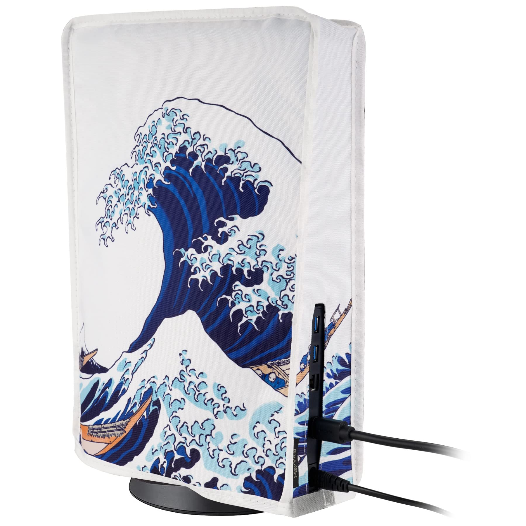 PlayVital PS5 Dust Cover - Soft Anti-Scratch Waterproof Protective Sleeve for PS5 Console (Digital & Disc Edition) - The Great Wave Design - Perfect for Gaming Setup Protection & Dust Prevention