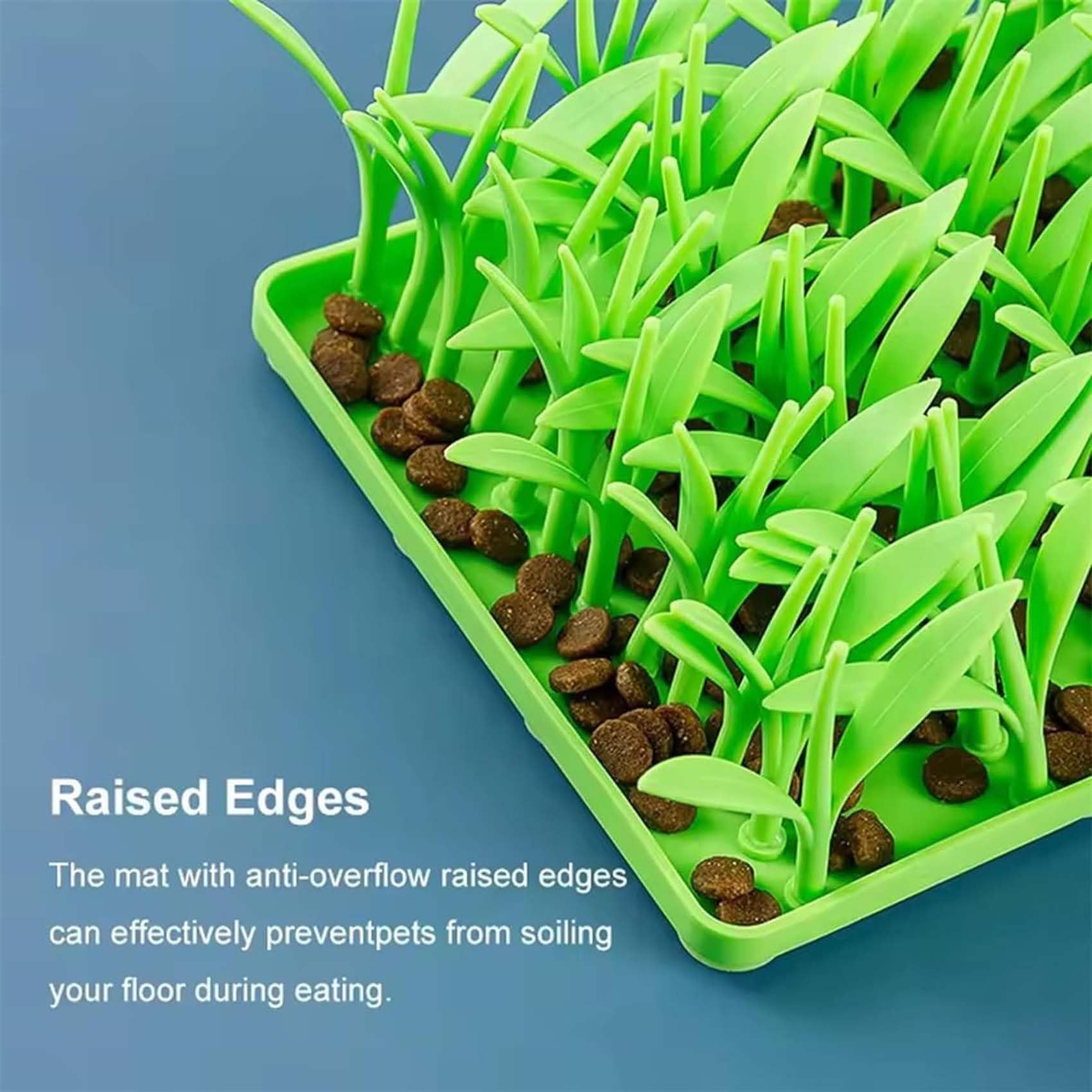 Premium Silicone Grass Mat for Cats & Dogs - Slow Feeder Snuffle Mat for Mental Stimulation - Non-Slip Pet Food Mat, Easy to Fill & Machine Washable (Green, 1pc) - Perfect for Puzzle Feeding & Reducing Fast Eating in Pets