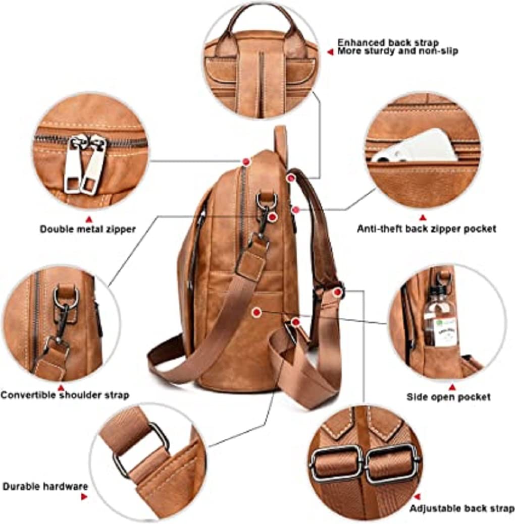 LAVISHOR Women's Fashion Backpack Purse - PU Leather Multipurpose Shoulder Bag & Handbag for Travel, College, Work | Vegan Leather Casual Backpack for Women & Girls | Perfect for Daily Use, Commuting, and Weekend Getaways