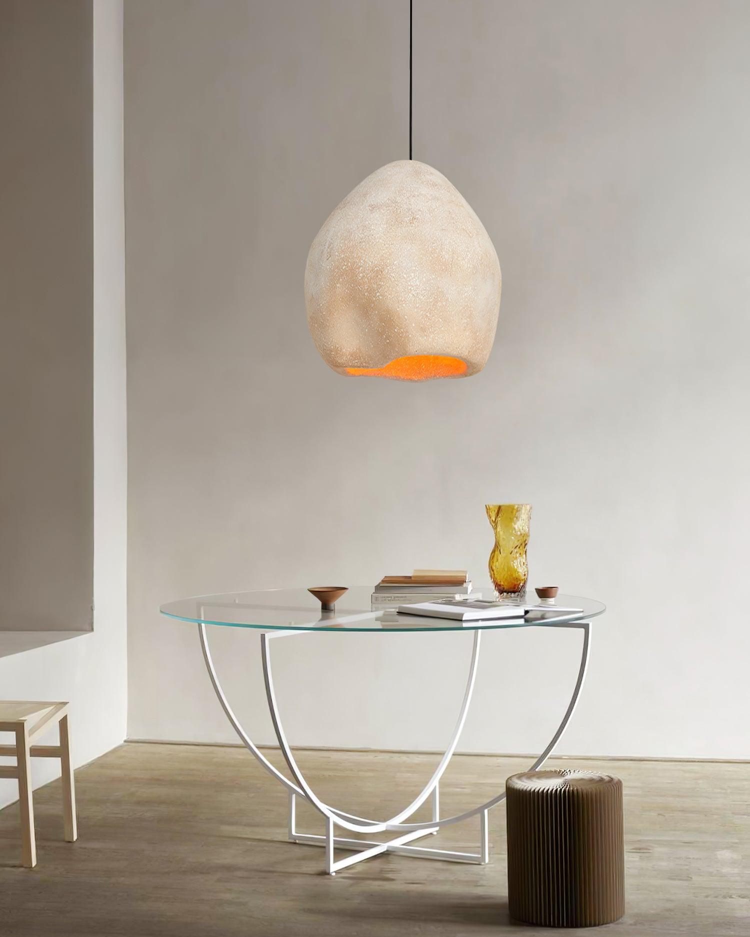 Modern Crete Pendant Lamp - Handcrafted Rattan Hanging Light Fixture for Dining Room, Kitchen Island & Bedroom Decor - Boho Chic Ceiling Lighting