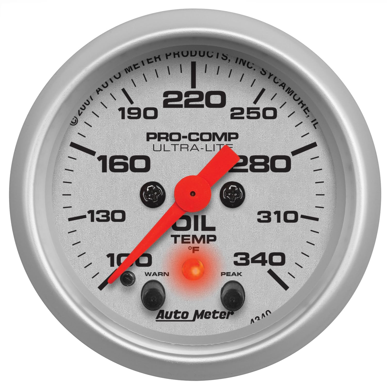 Auto Meter 4340 Ultra-Lite Electric Oil Temperature Gauge - 52mm 2-1/16