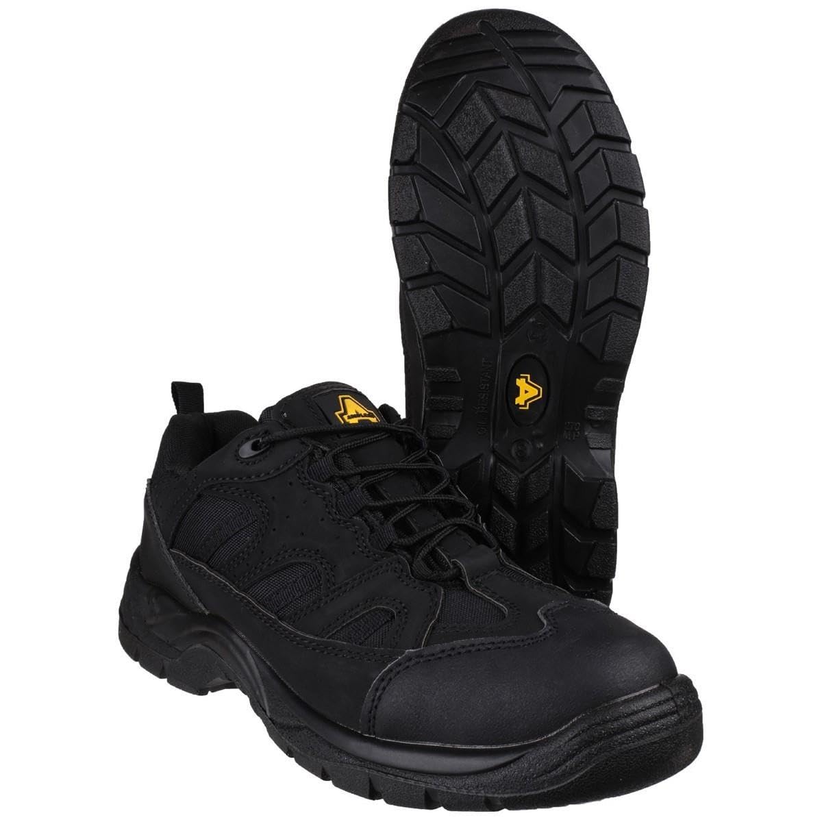 Men's FS214 Vegan Safety Work Shoes - Black, UK 7 / EU 41 - Slip Resistant, Lightweight for Construction, Warehouse & Industrial Work