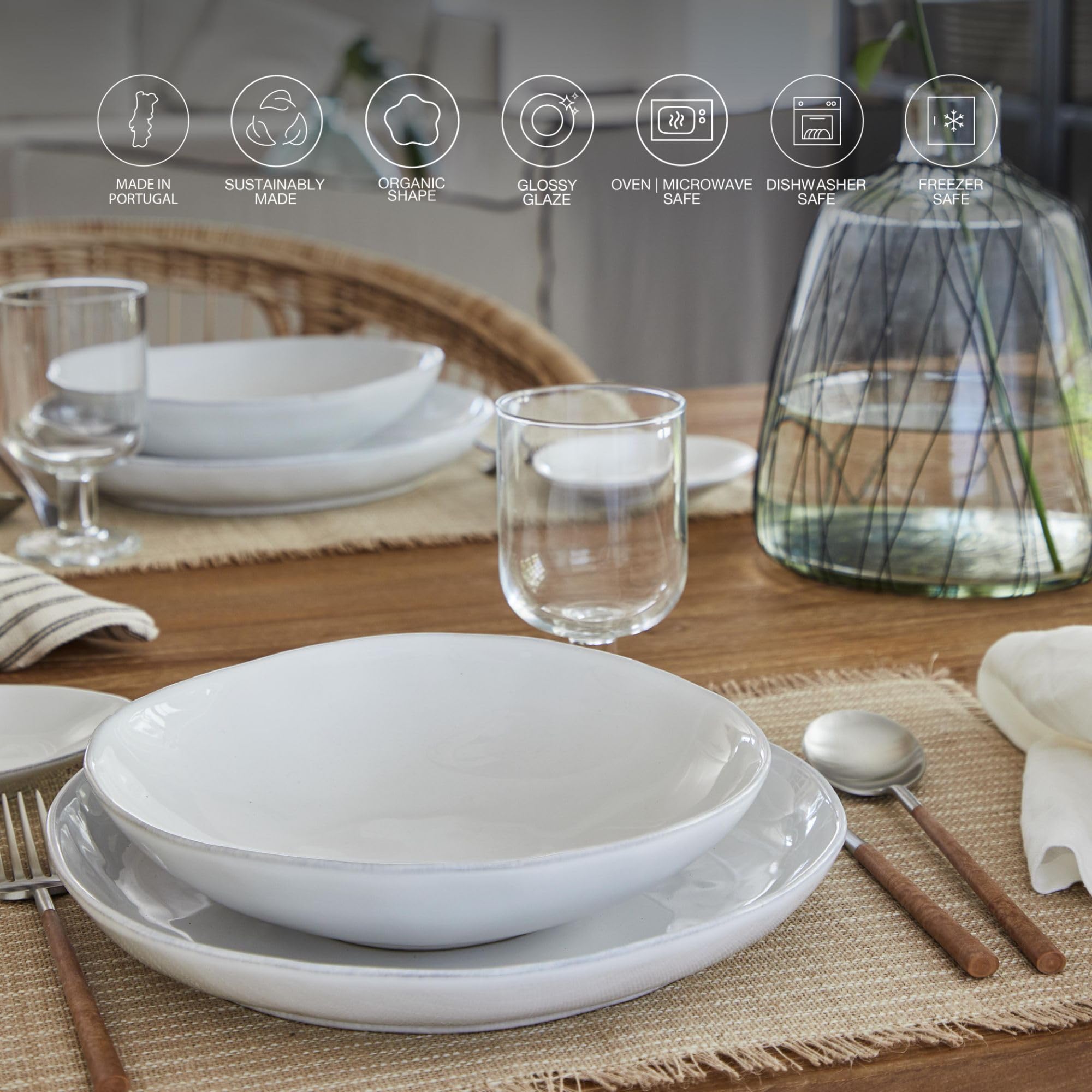 Costa Nova Ceramic Stoneware 18-Inch Oval Platter - Livia Collection, White | Microwave, Dishwasher, Oven & Freezer Safe Dinner Plate | Food Safe Glazed Serving Dish | Restaurant Quality Serveware for Entertaining, Holiday Dinners & Buffet Serving