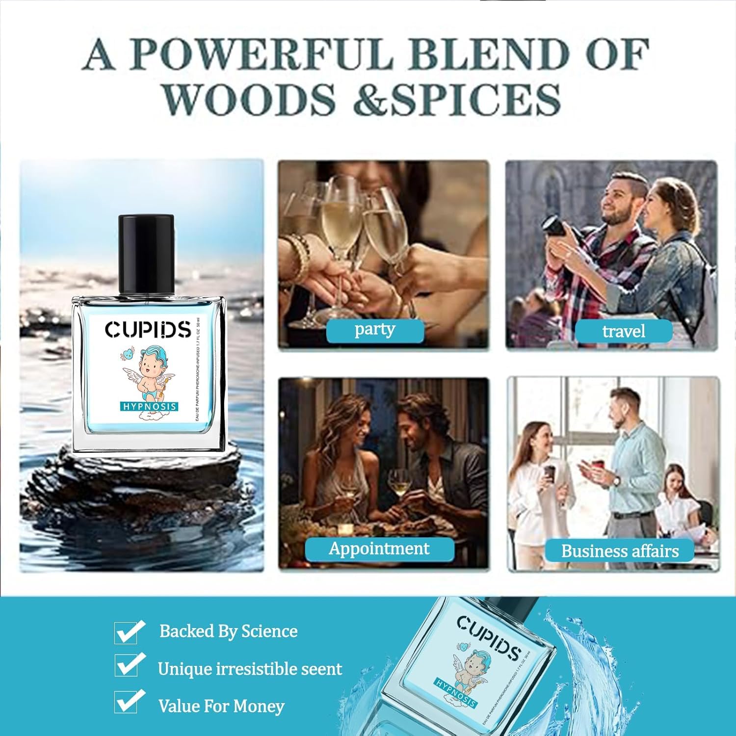 **Cupid Cologne for Men - Hypnotic Pheromone Fragrance | Long-Lasting Scent for Date Night & Special Occasions**