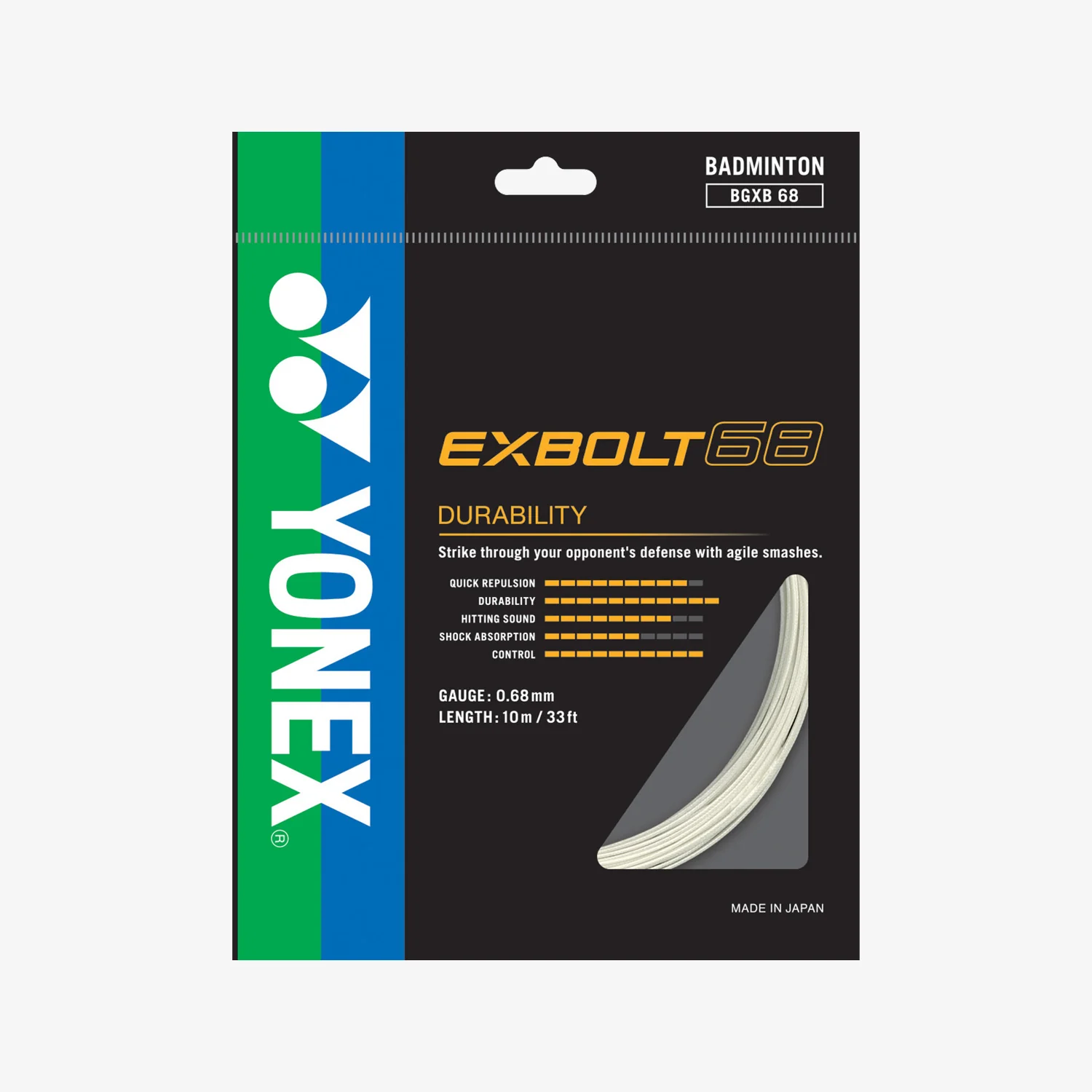 Yonex Exbolt 68 Badminton String - 10m Length, 6 Color Options | High Performance String for Competitive Play & Training