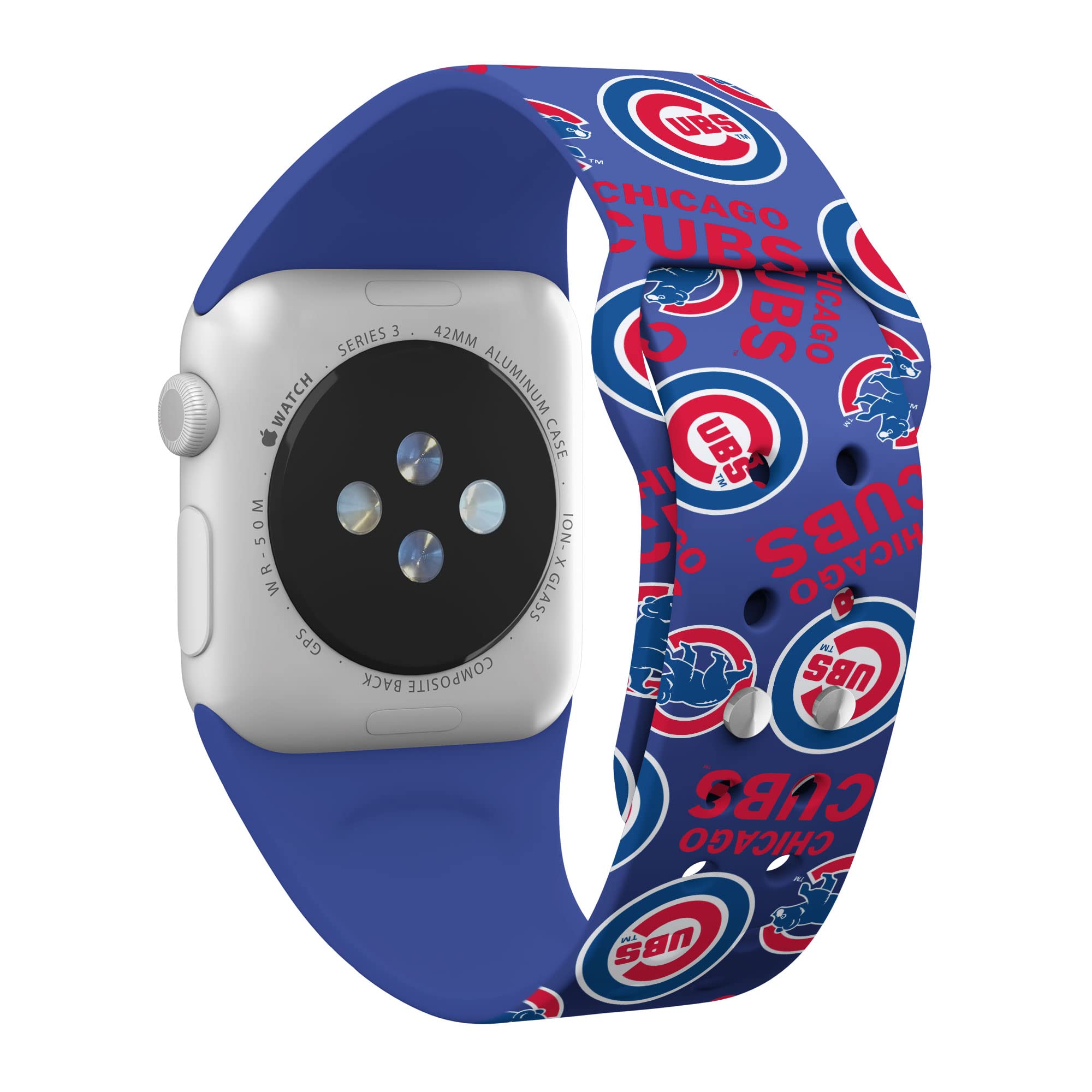 Chicago Cubs HD Watch Band for Apple Watch - Durable Silicone Sports Strap, Compatible with All Apple Watch Models (38mm/40mm/41mm/42mm/44mm/45mm) - Perfect for Baseball Fans, Game Day, Workouts & Everyday Wear
