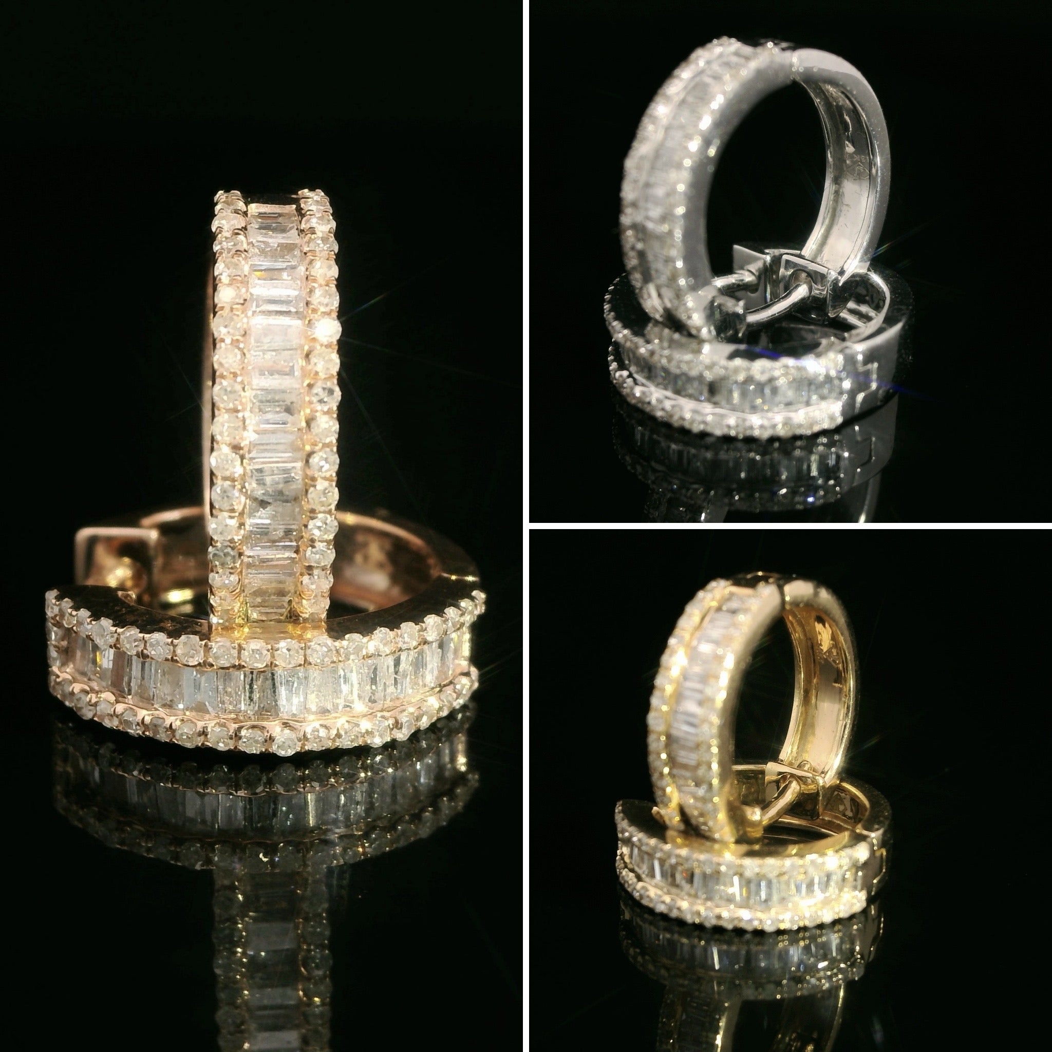 14K Gold Hoop Baguette VS Diamond Earrings for Women | JTJ™ Luxury Jewelry | Perfect for Weddings, Parties & Special Occasions