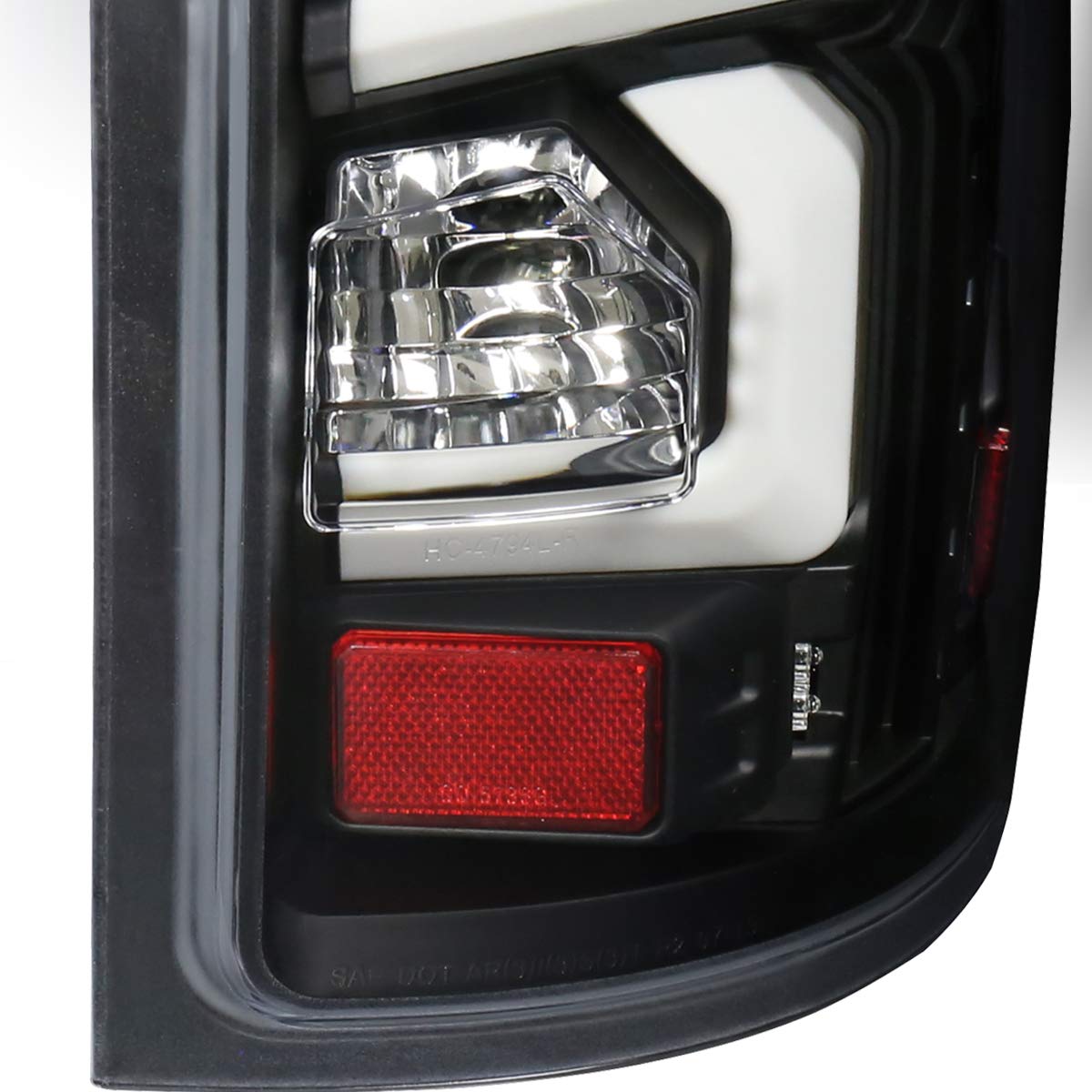 GMC Sierra 1500/2500HD/3500HD LED Tail Lights (2007-2014) - White Streak, Black Housing, Clear Lens Replacement - Perfect for Night Driving & Enhanced Visibility