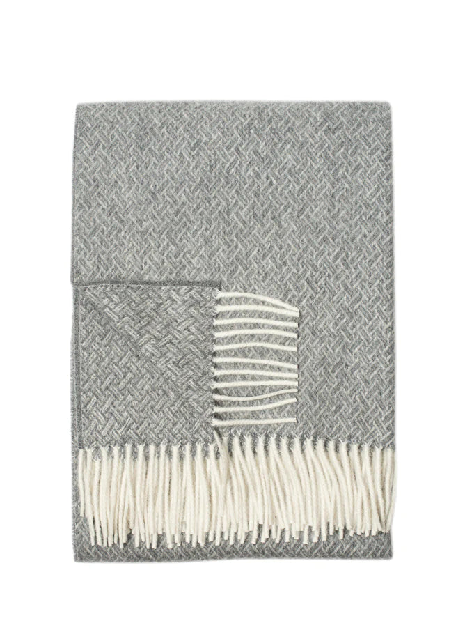 Premium Soft & Sustainable Oxford Wool Throw Blanket - Charcoal Grey - Cozy & Eco-Friendly for Living Room, Bedroom, or Gift Giving