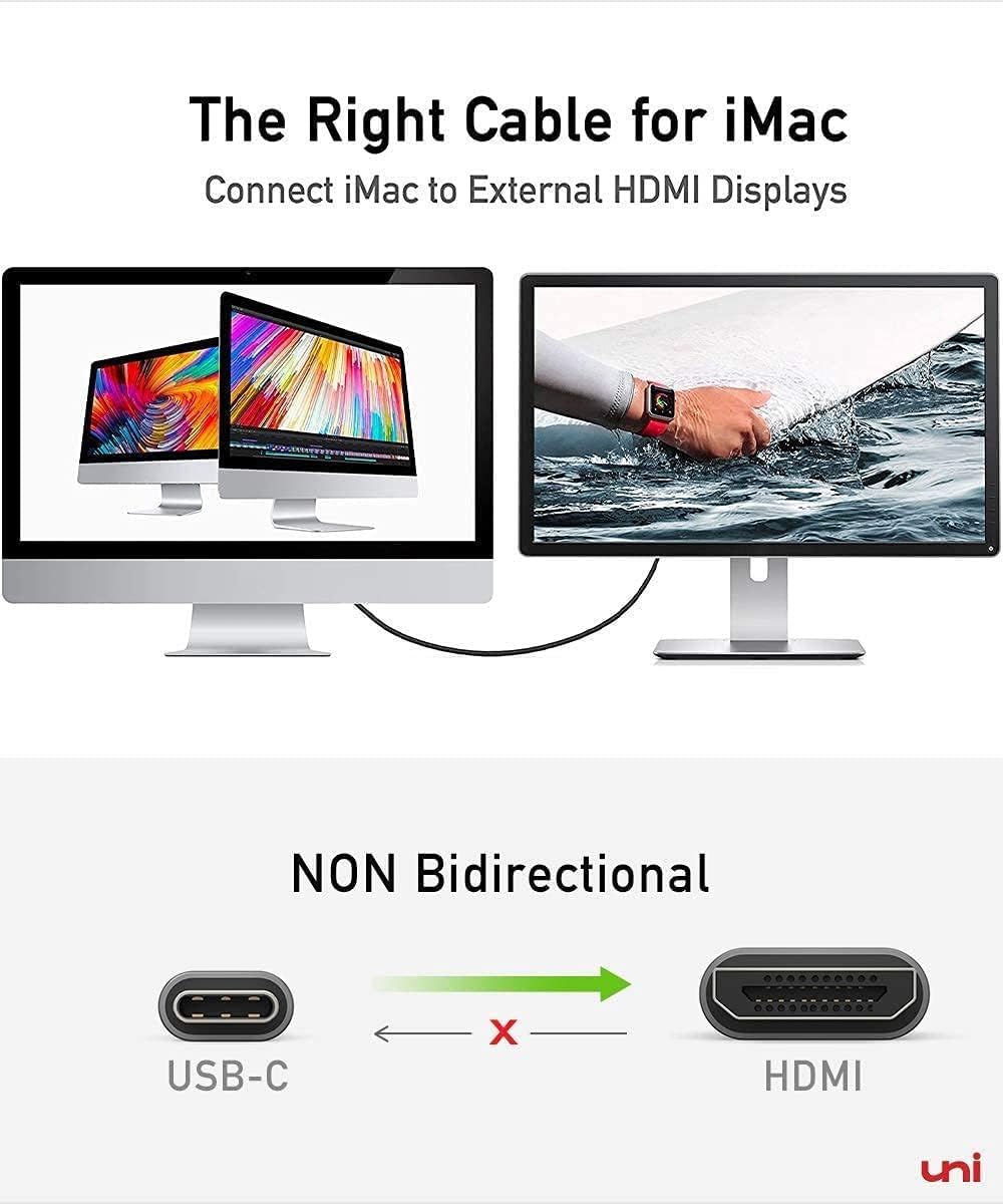 Premium 6ft USB C to HDMI Cable 4K@60Hz - Thunderbolt 4/3 Compatible for MacBook Pro/Air 2023, iPhone 15 Pro/Max, iPad Pro, Galaxy S24 - Ideal for Home Office, Presentations & 4K Streaming