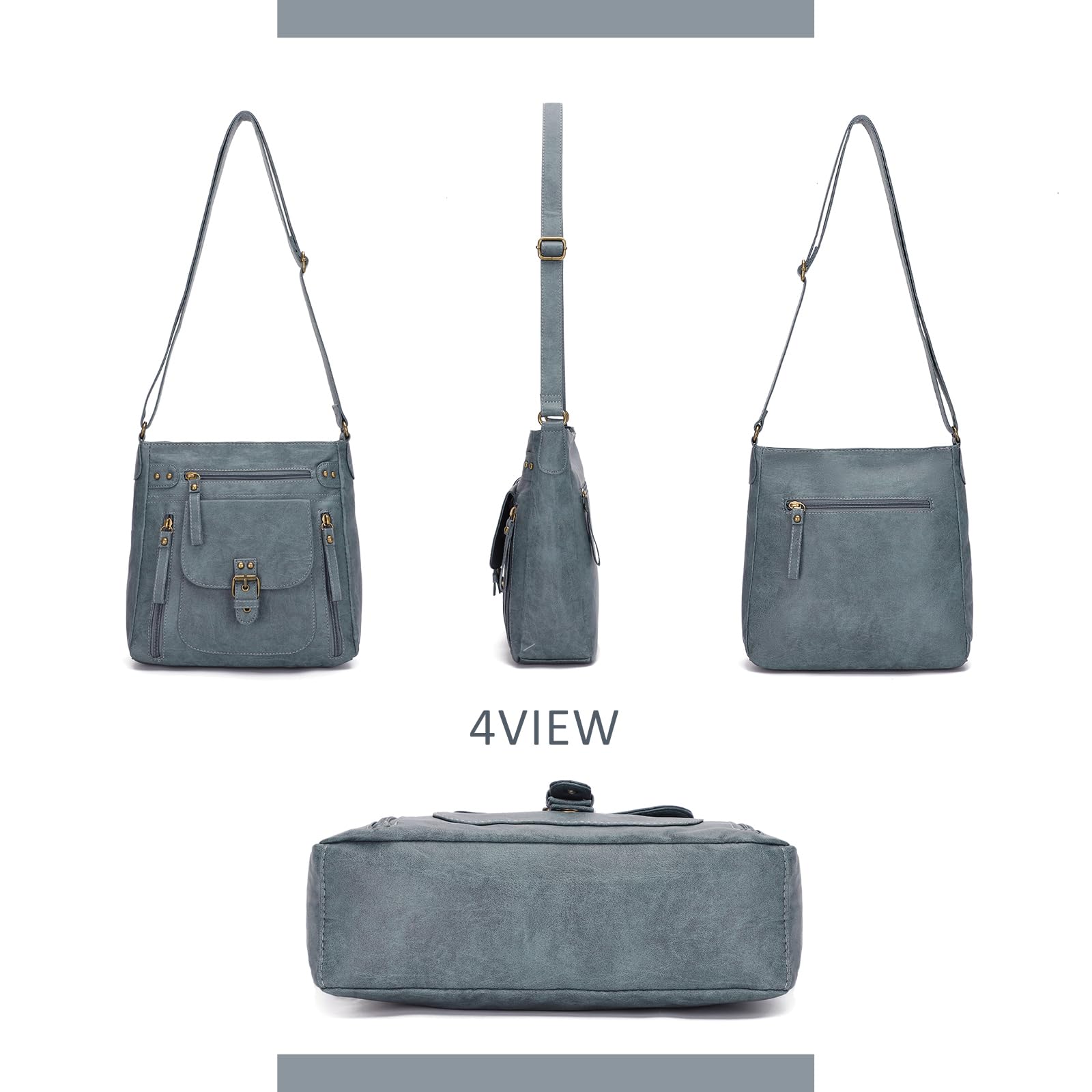 KL928 Women's Crossbody Bag with Multiple Pockets - Medium Size PU Leather Shoulder Purse for Daily Use, Travel & Shopping