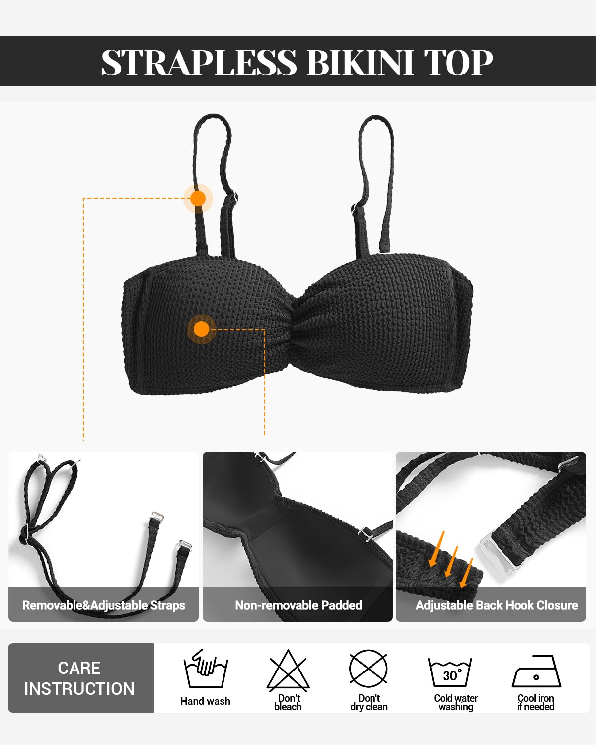 Women's Strapless Bikini Top - Bandeau Tube Swimsuit for Beach & Pool | Summer Vacation Essential