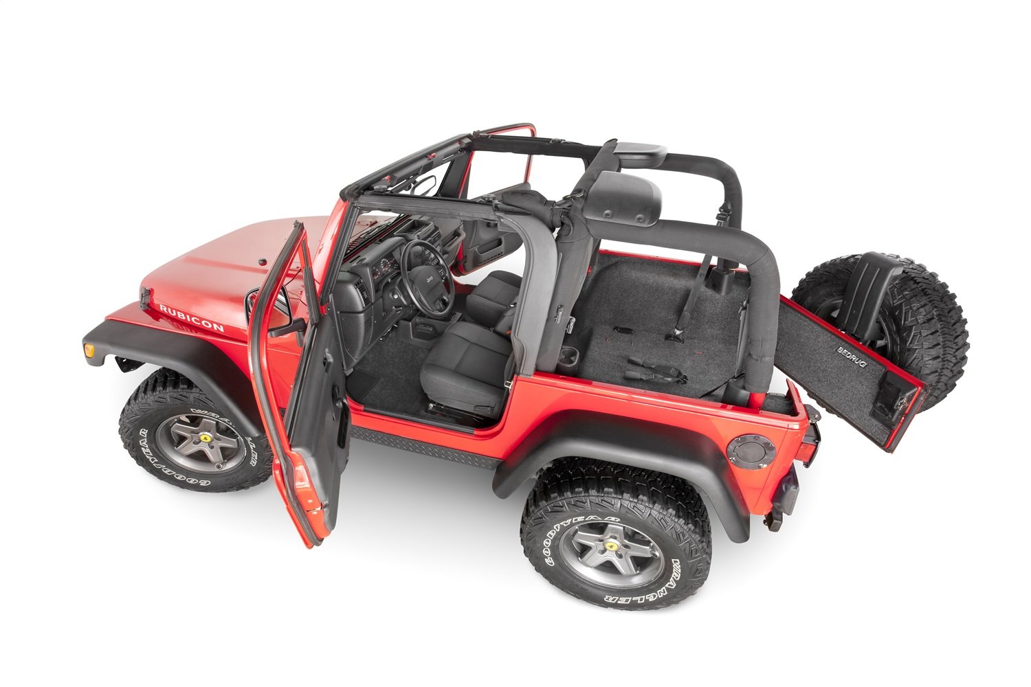 Bedrug Jeep Wrangler TJ/LJ Floor Liners (1997-2006 Models Without Center Console) - 3-Piece Set with Heat Shields in Gray | Durable All-Weather Protection for Off-Road Adventures & Daily Commuting