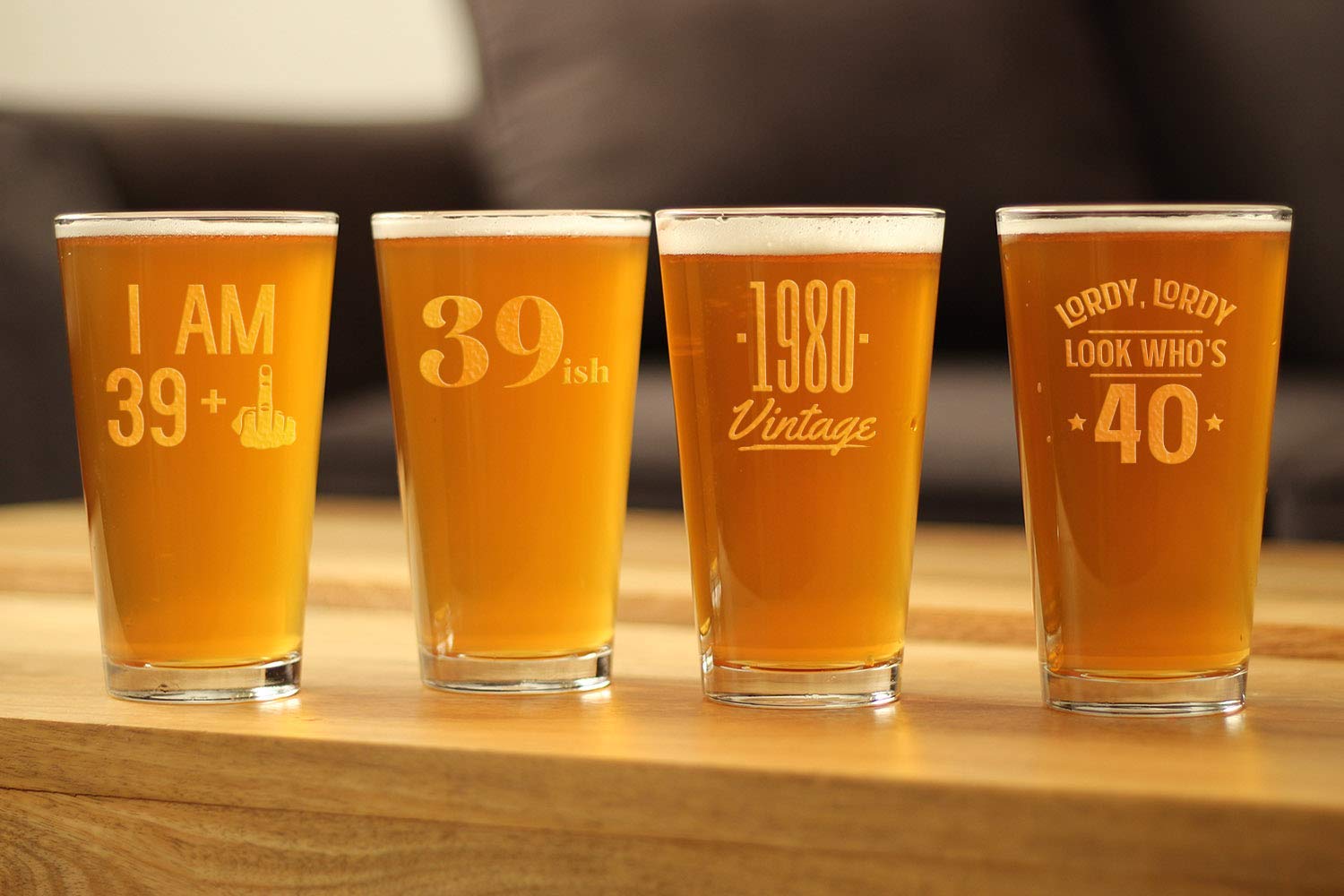 39 + 1 Middle Finger 16 oz Beer Pint Glass - Hilarious 40th Birthday Gift for Men & Women Turning 40 - Perfect for Parties, Gag Gifts & Celebrations