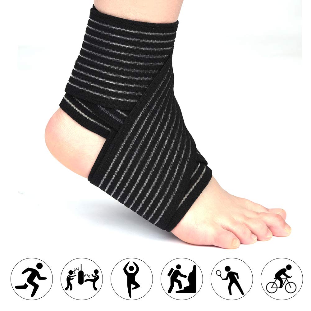 Elastic Compression Bandage Wrap - Black High Elasticity Calf & Thigh Support Knee Brace for Sports Injuries - Football, Basketball, Running & Workout Support - Ideal for Athletes, Post-Surgery Recovery & Joint Pain Relief