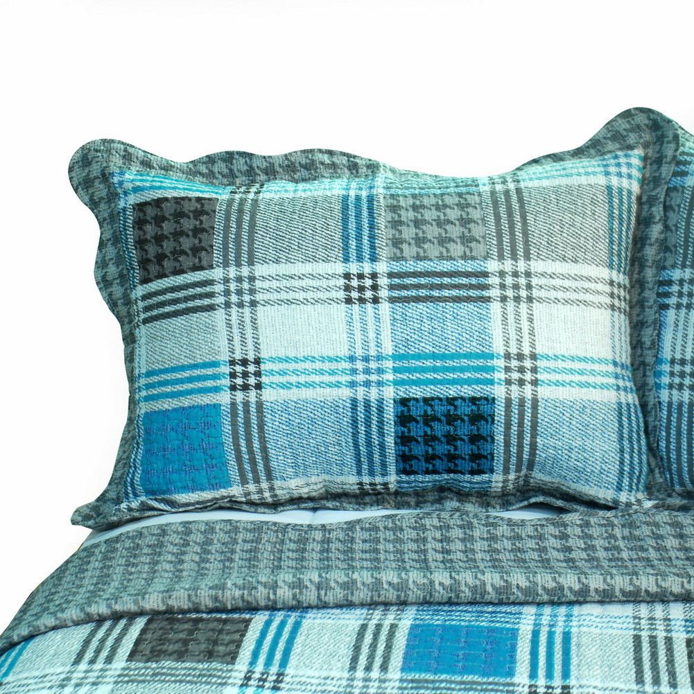 Blancho Bedding [Fantastic Land] 3-Piece Cotton Quilt Set - Vermicelli-Quilted Printed Design for Full/Queen Size Beds | Soft & Breathable Bedding for Cozy Bedrooms, Guest Rooms & Dorm Decor