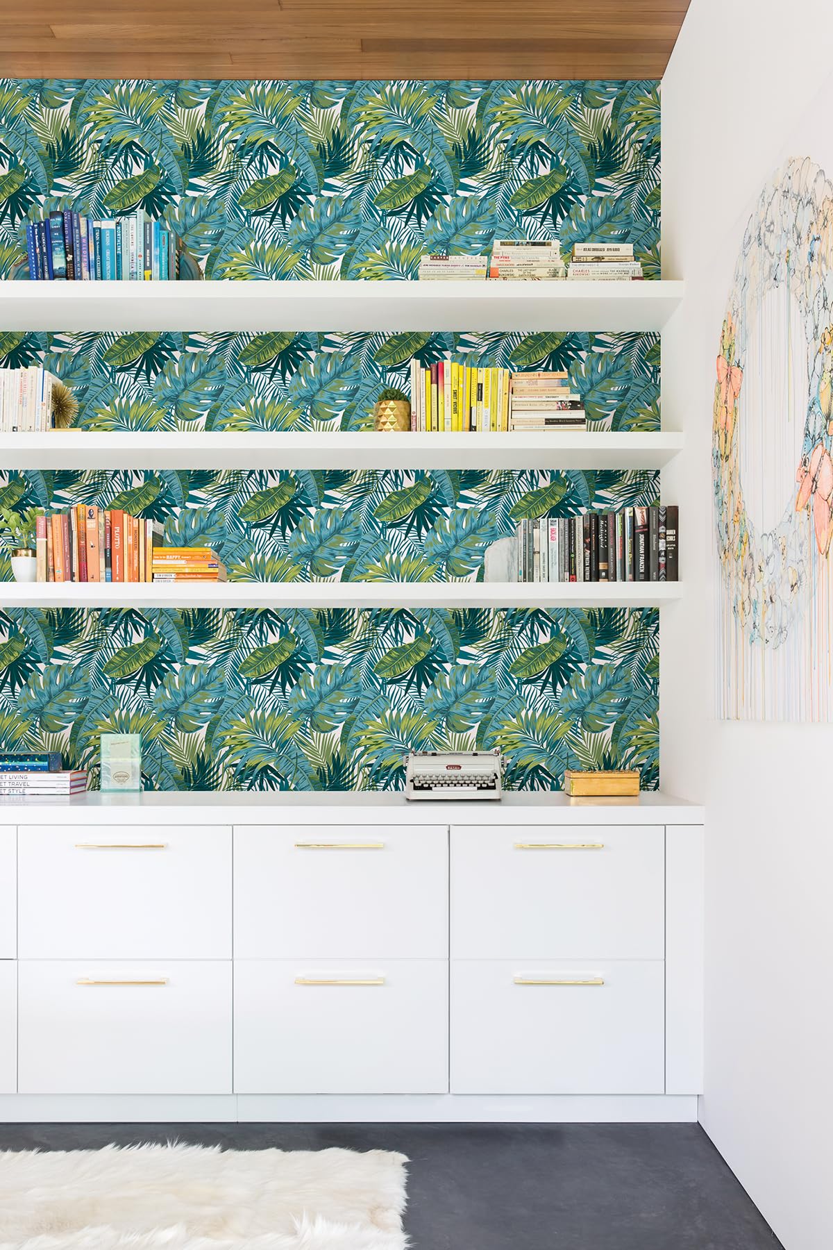 Bangalow Tropical Palm Peel and Stick Wallpaper - Self-Adhesive Removable Wallpaper for Home Decor, Bedroom, Living Room, Nursery - Easy to Install Tropical Leaf Design