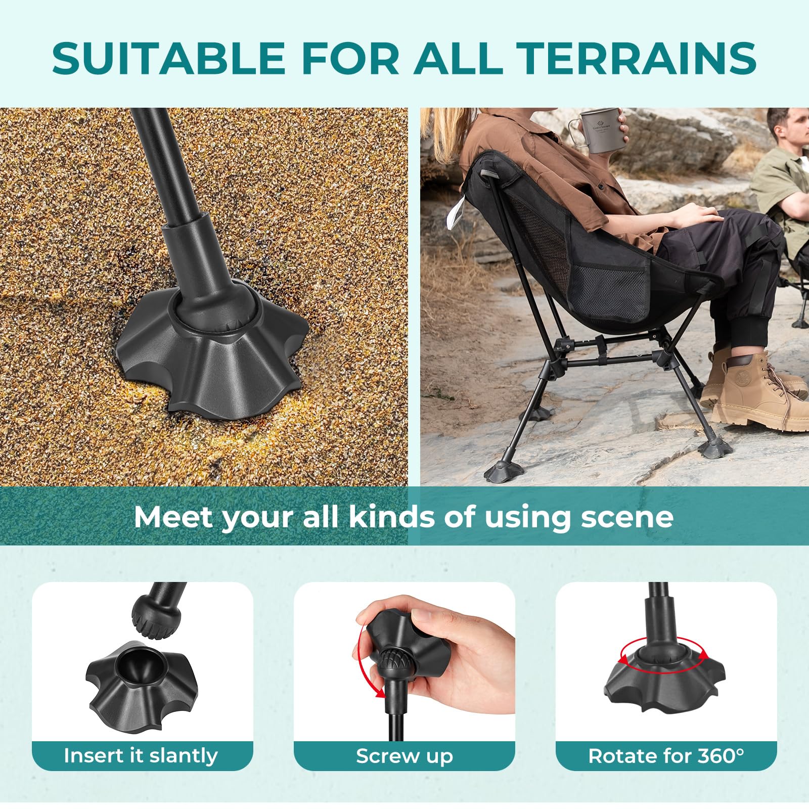 Ultralight Aluminum Folding Camping Chair - Portable Backpacking & Hiking Chair for Adults, Compact Beach Chair with Anti-Sinking Feet - Perfect for Outdoor Adventures, Picnics, Beach Trips & Camping