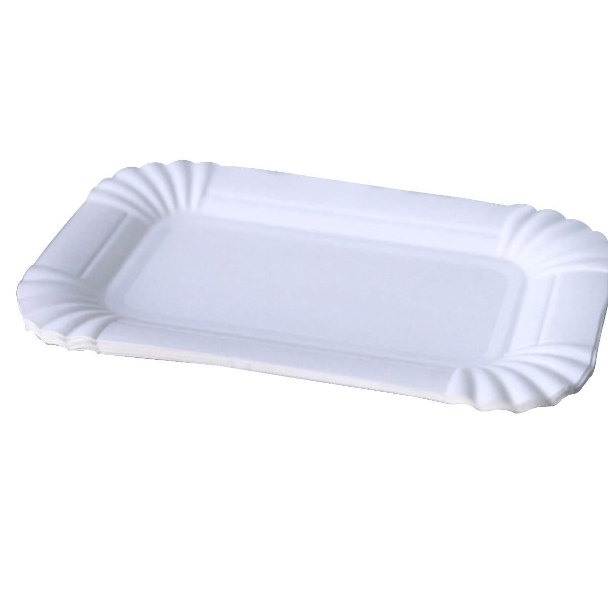 Eco-Friendly White Rectangular Paper Cake Plates - Disposable Party Plates for Birthday, BBQ, Picnic & Fruit Serving | Bulk Paper Food Trays for Events & Gatherings