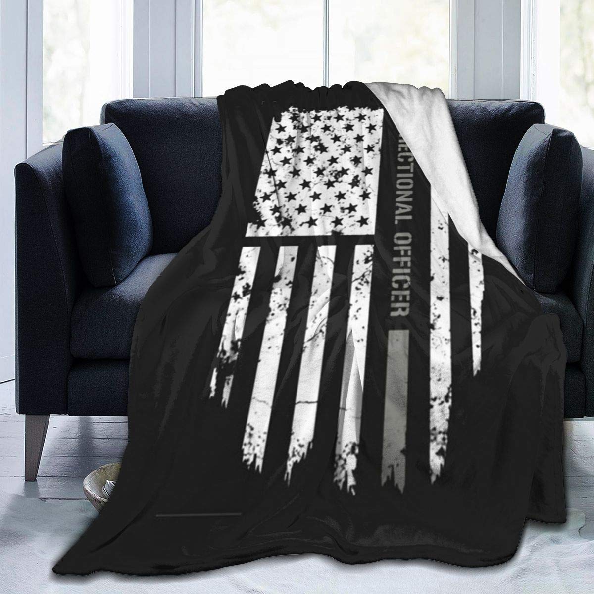 Correctional Officer Flag Blanket - Ultra Soft Flannel Fleece All-Season Lightweight Throw for Living Room, Bedroom & Outdoor Use - Warm Cozy Blanket for Gifts, Camping & Home Decor