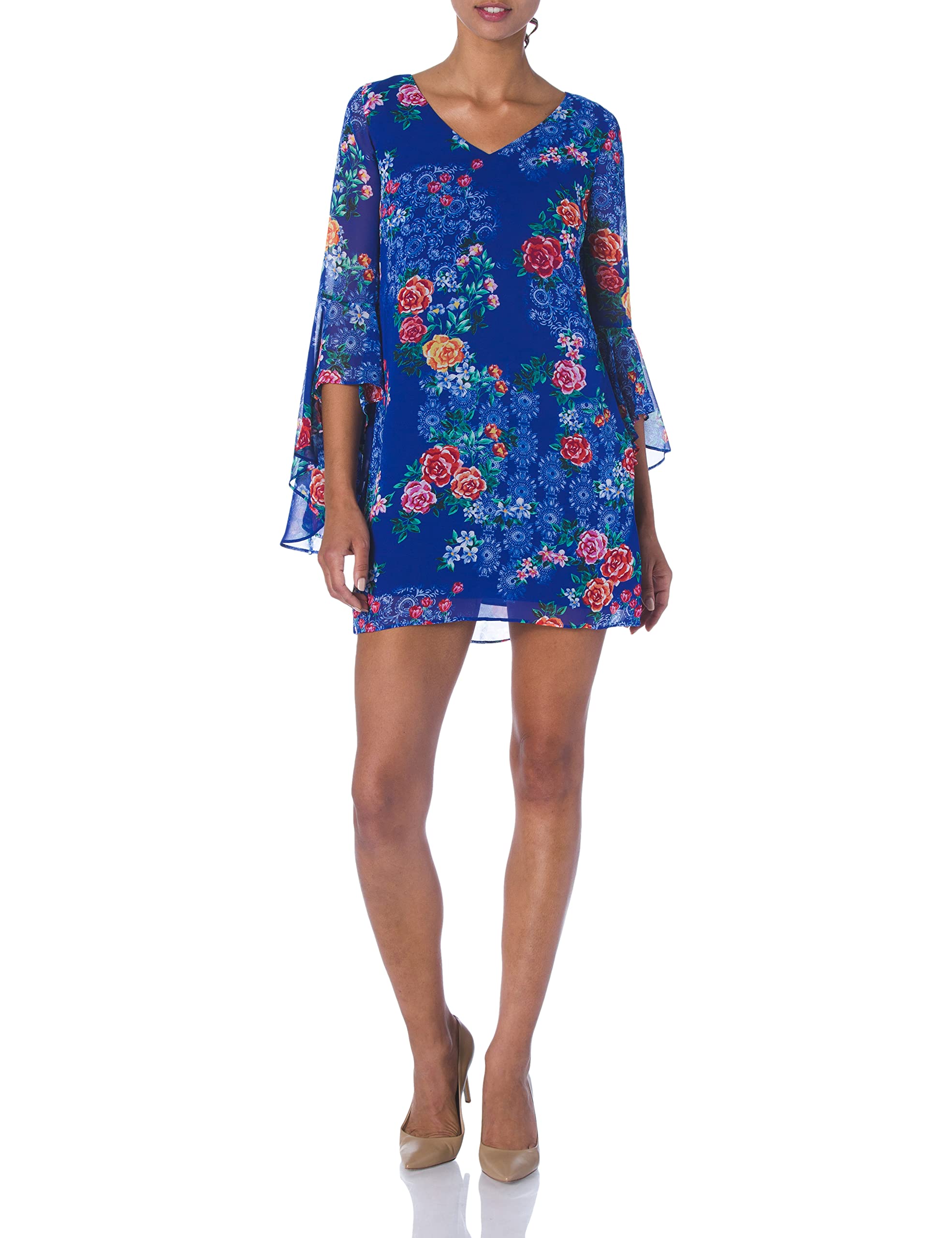Kensie Women's Floral Print Chiffon Shift Dress - Elegant Summer Casual Wear for Parties, Weddings & Office Outfits