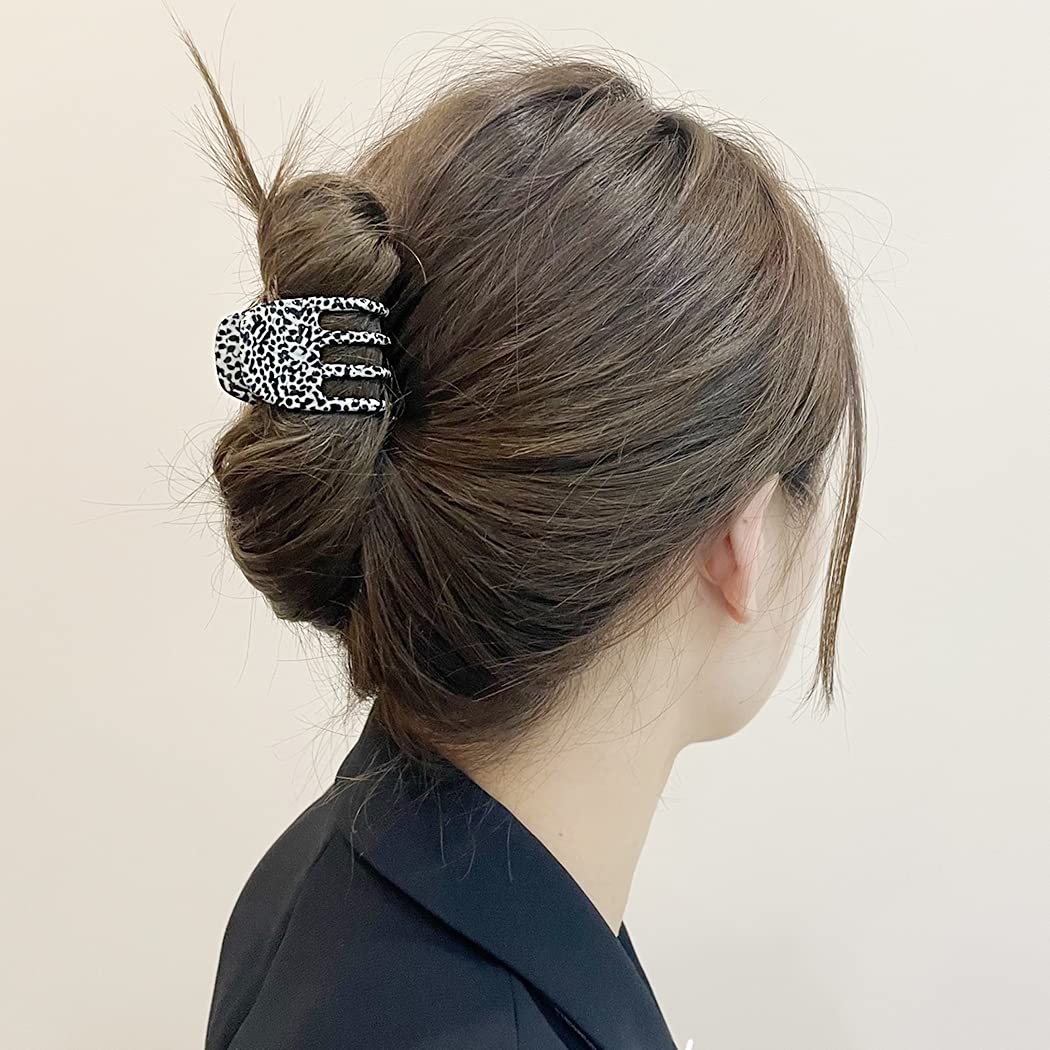 Licogel Small Hair Claw Clips for Women - 4PCS Set, Decorative Cow Print Mini Hair Barrettes, Fashion Hair Accessories for Ponytails & Updos - Perfect for Work, Parties & Everyday Styling