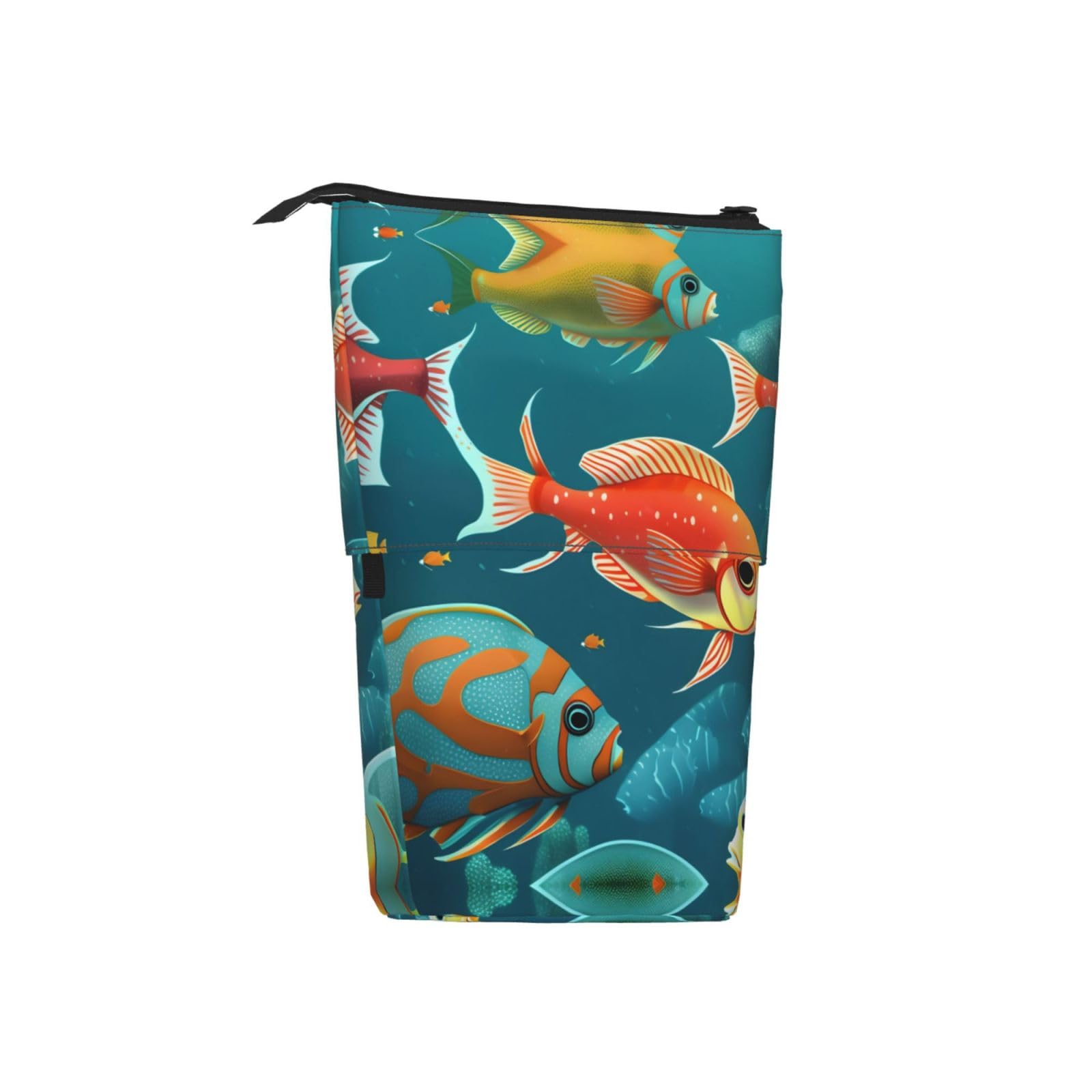 YQxwJL Ocean Underwater Fish Print Zippered Pencil Case - Expandable Stationery Organizer for School, Office & Travel | Makeup Bag, Pen Holder & Pouch Storage Solution