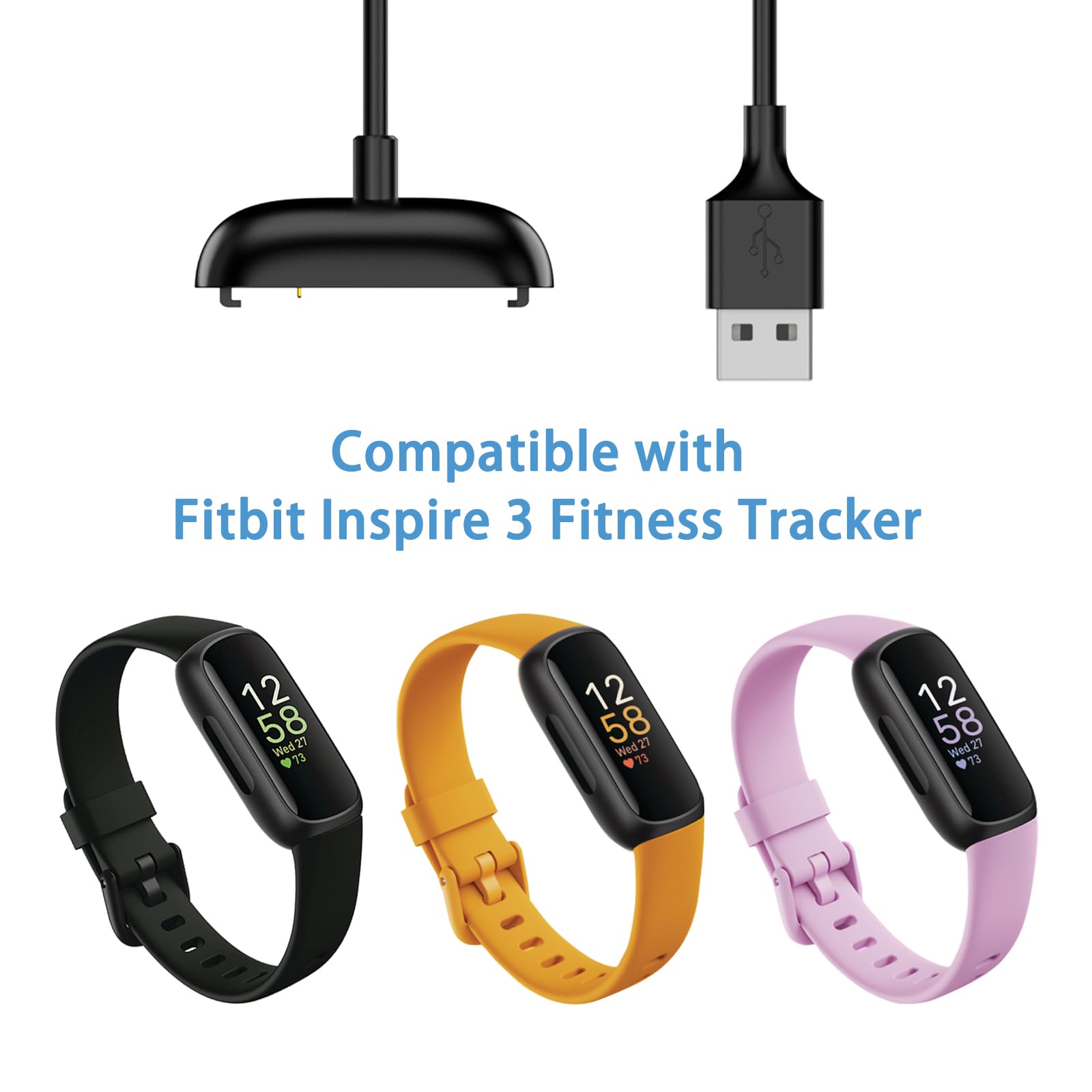 Fast Charger for Fitbit Inspire 3 - Magnetic USB Charging Dock with Cable | Perfect for Home, Office & Travel | Compatible with Fitbit Inspire 3 Fitness Tracker
