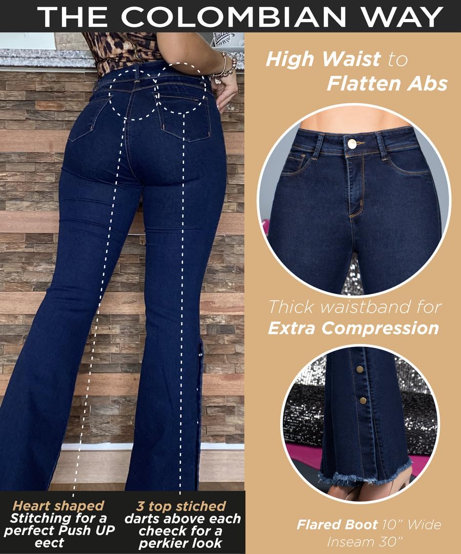 Colombian Butt Lifting Jeans for Women - Boot Cut Denim Pants with Sculpting Fit | Perfect for Night Out, Date Night & Body Confidence