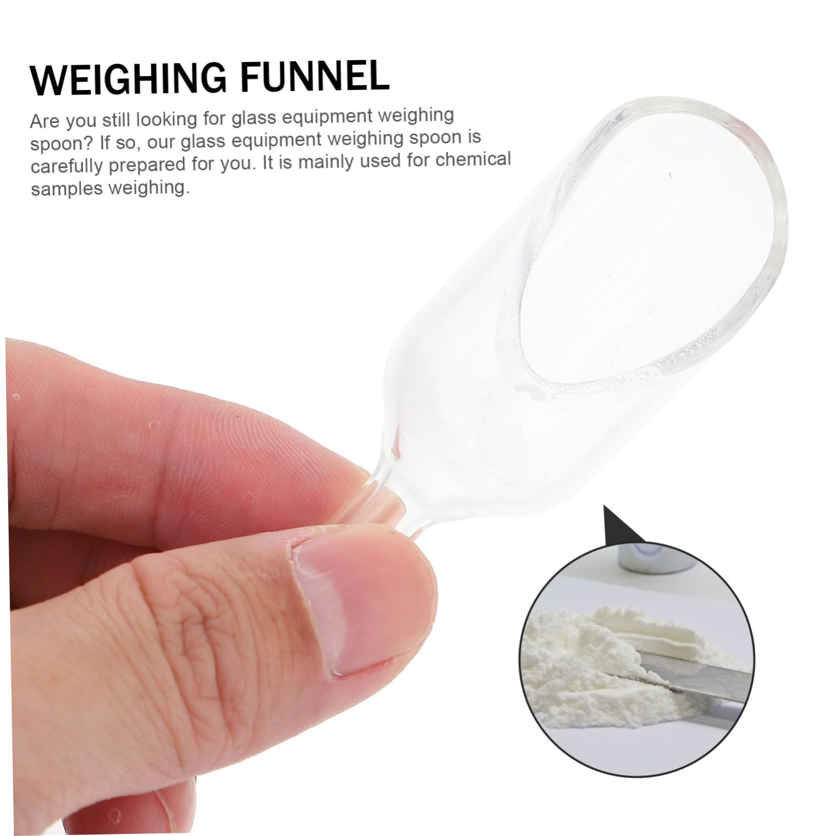 Precision Glass Weighing Funnel 20x60mm - Compact Lab Weighing Spoon for Accurate Measurements | Essential Chemistry & Science Laboratory Equipment for Experiments & Research